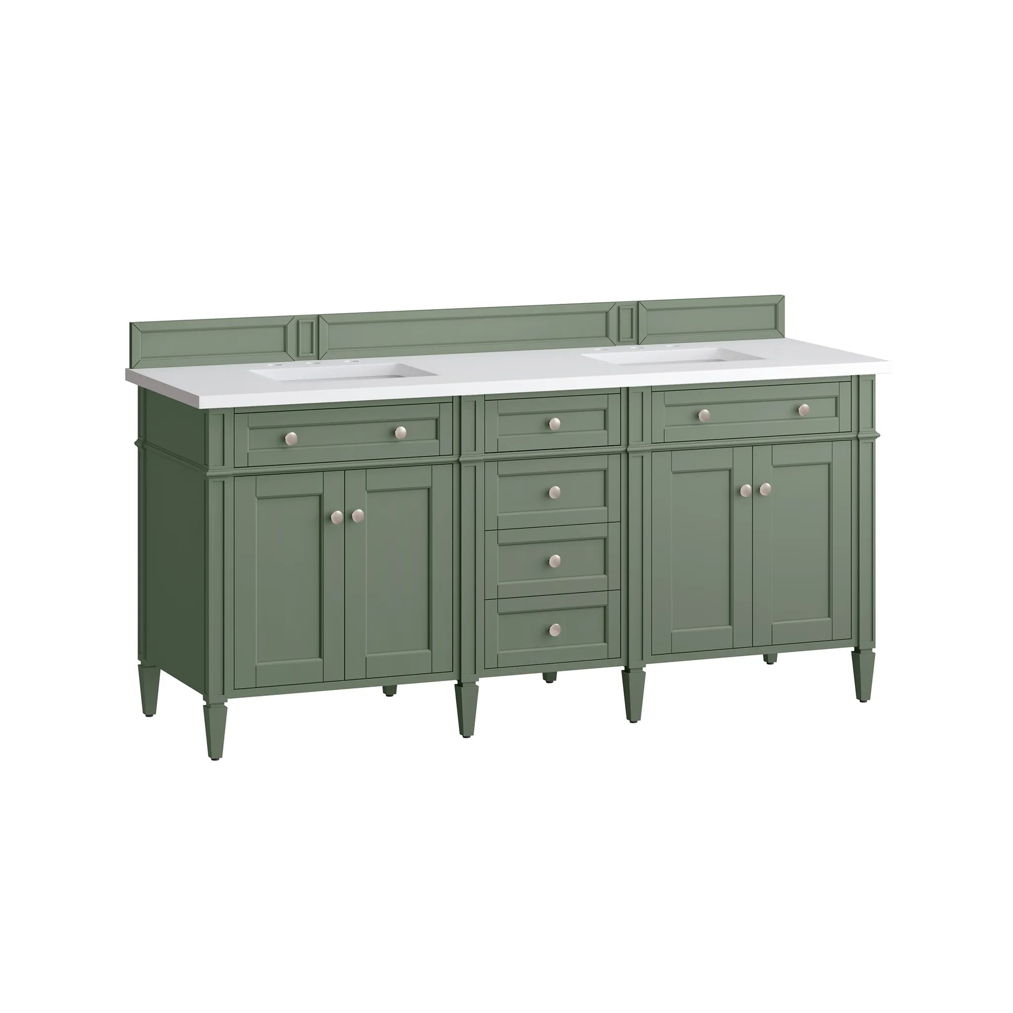 72" Brittany Double Vanity in Smokey Celadon-White Zeus Silestone-8" Widespread image 5