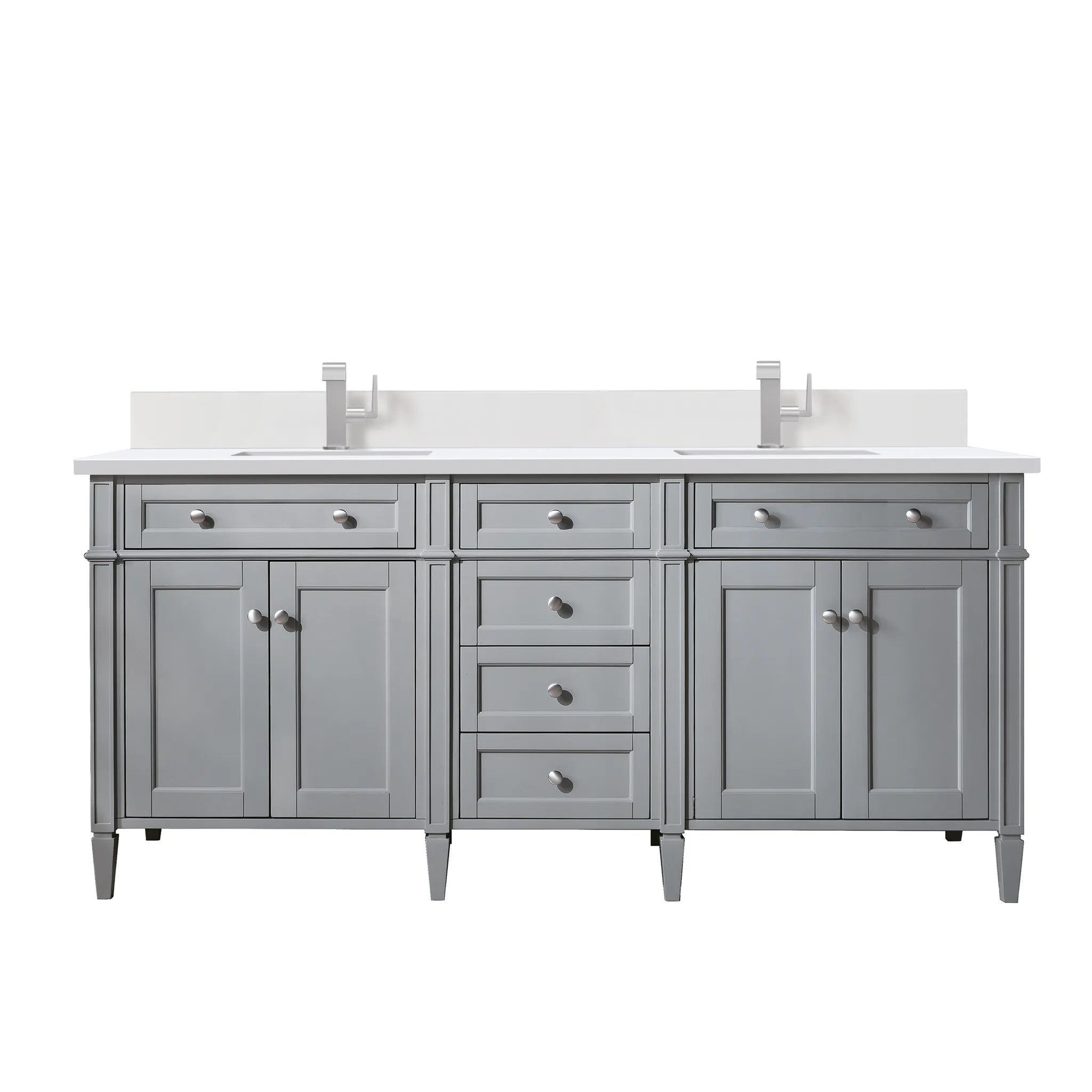 72" Brittany Double Vanity in Urban Gray-White Zeus Silestone & Backsplash-Single Hole image