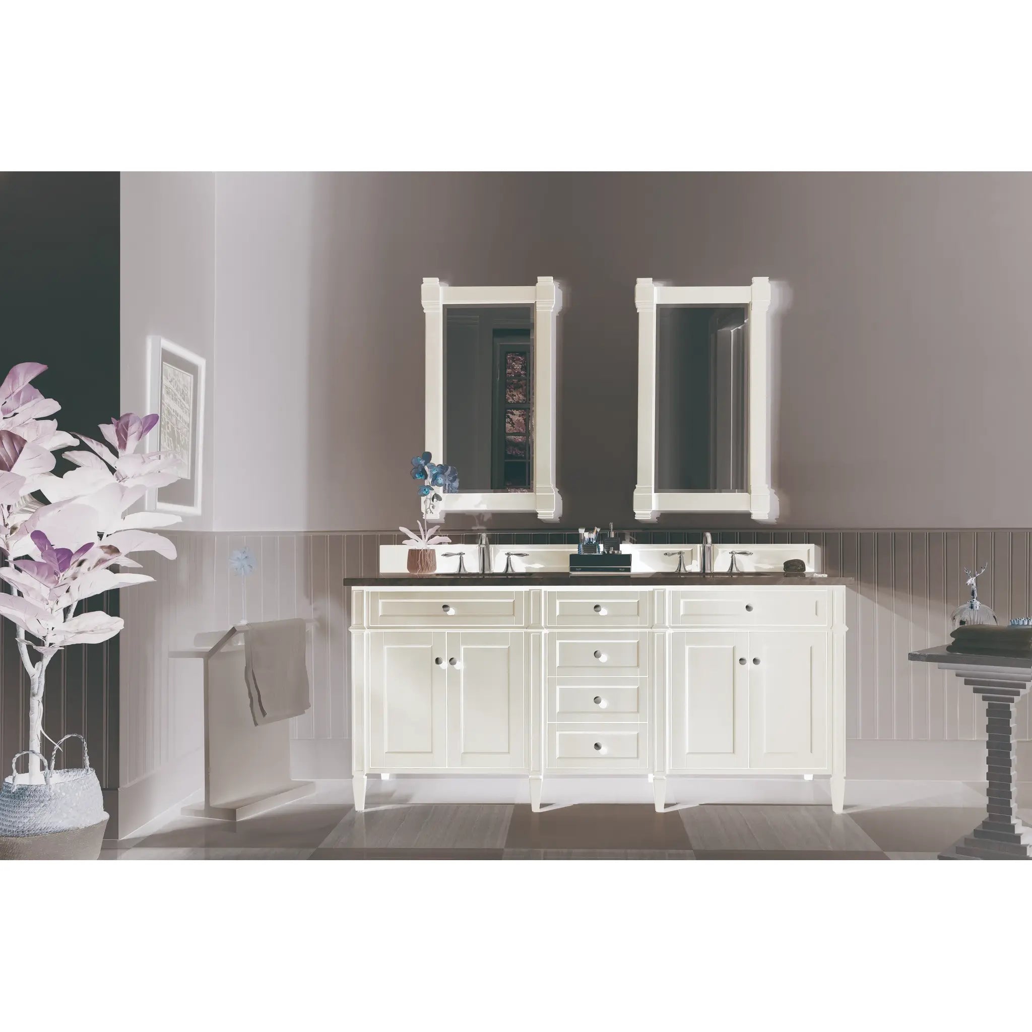 72" Brittany Double Vanity in Victory Blue-Carrara White Marble-8" Widespread image 1