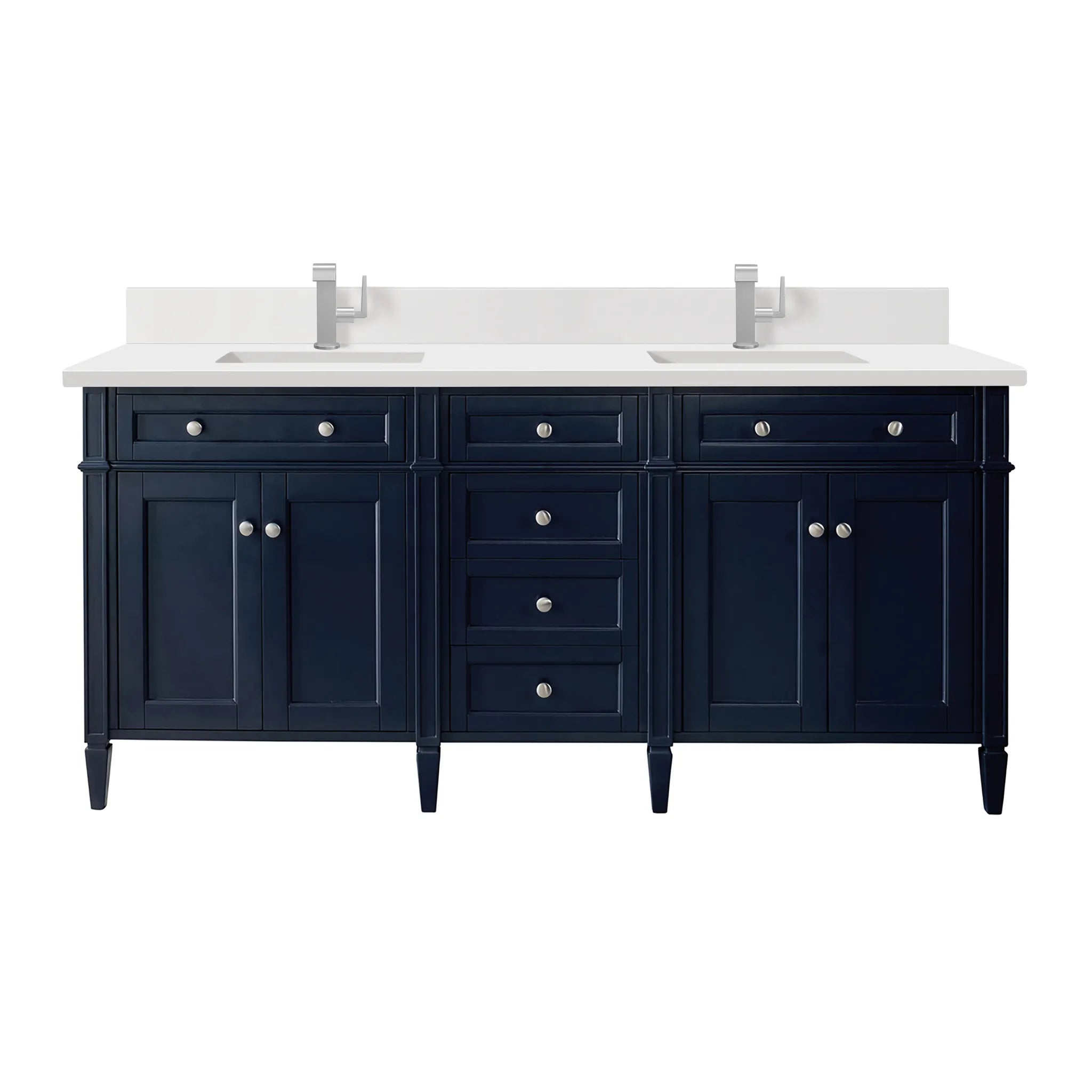 72" Brittany Double Vanity in Victory Blue-White Zeus Silestone & Backsplash-Single Hole image