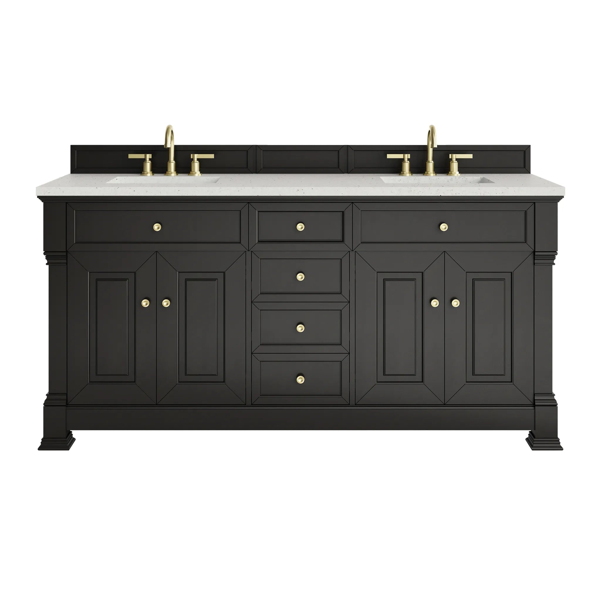 72" Brookfield Double Vanity in Black Onyx-Lime Delight Silestone-8" Widespread image