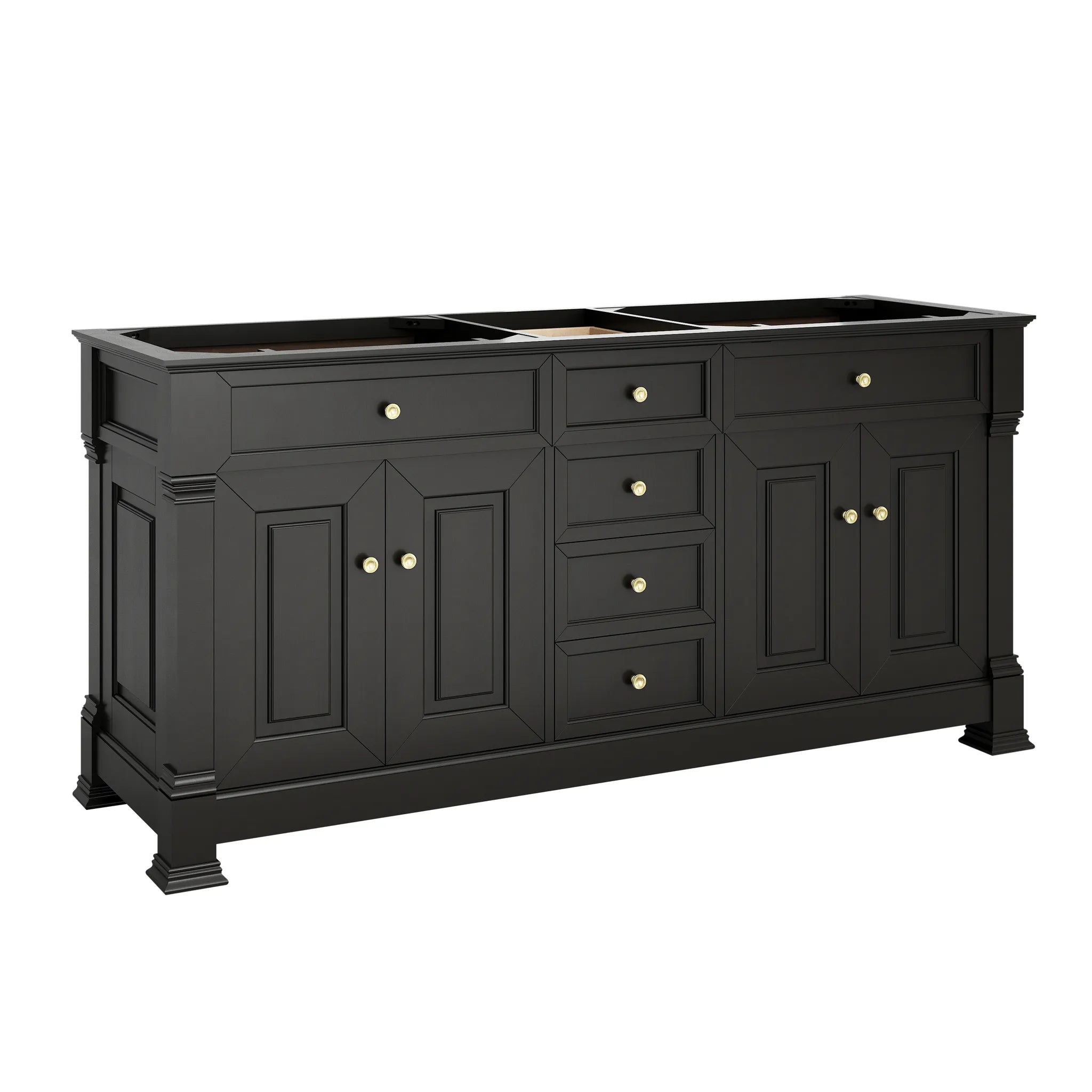 72" Brookfield Double Vanity in Black Onyx-Victorian Silver Silestone-8" Widespread image 1