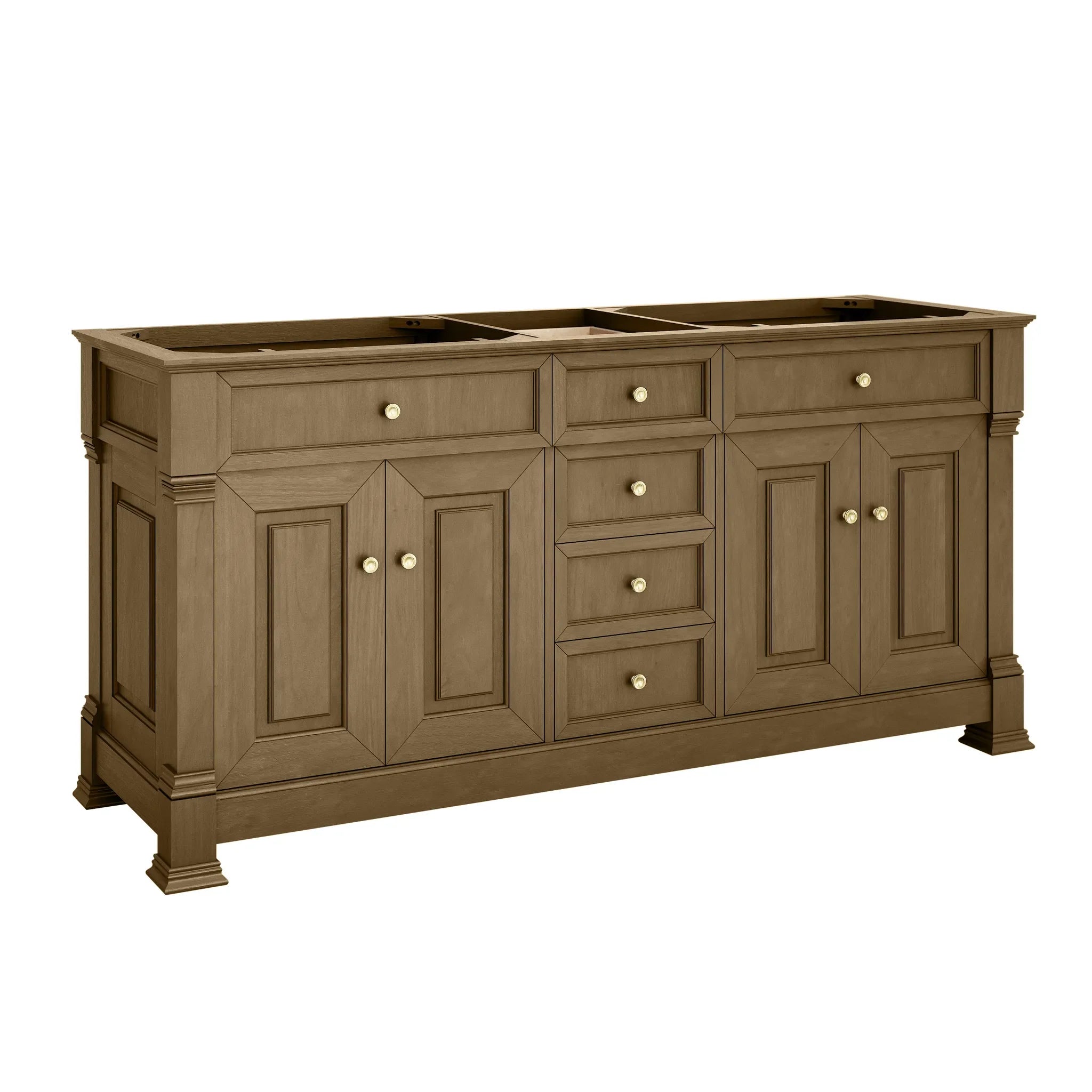 72" Brookfield Double Vanity in Honey Oak-Cabinet Only-Not Available image