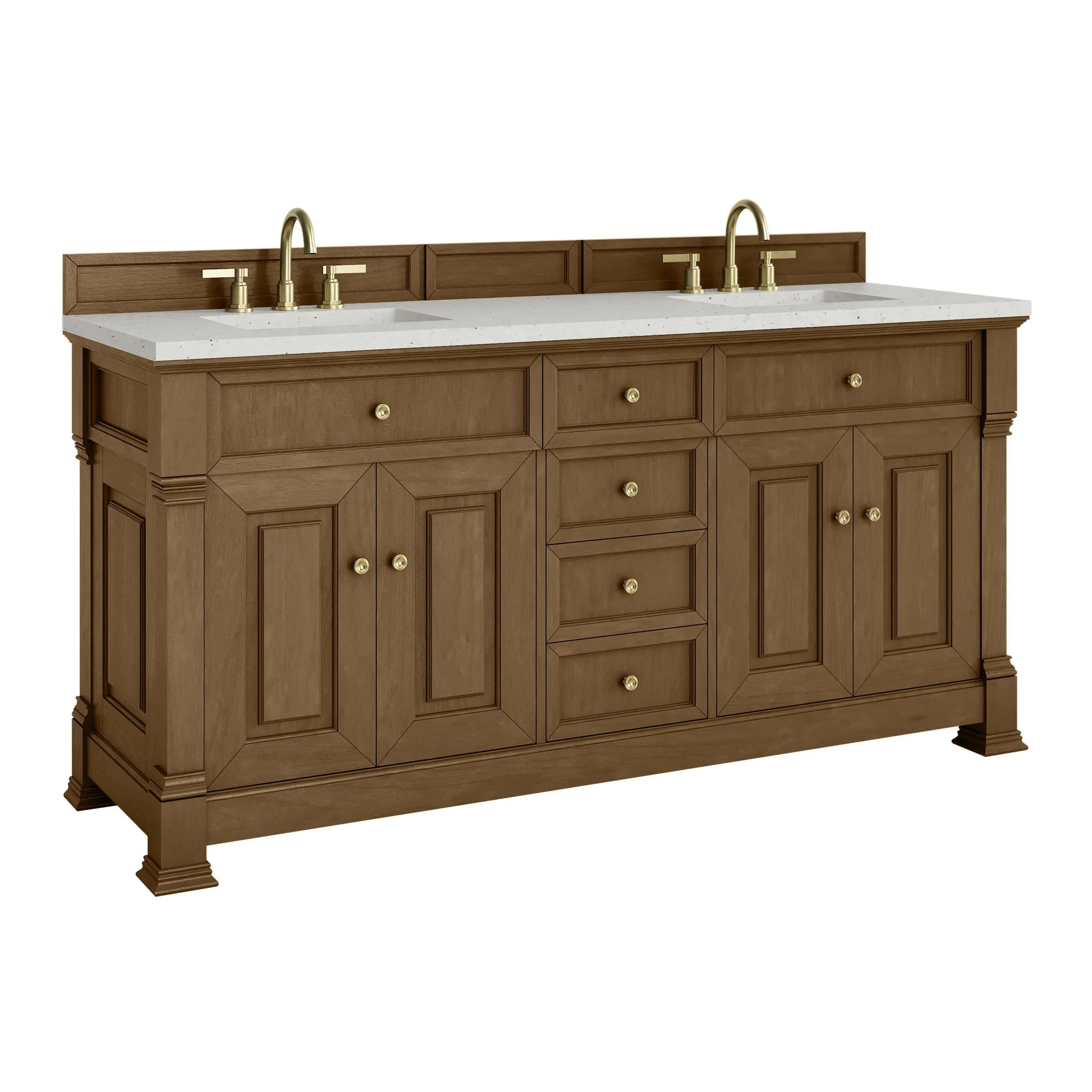 72" Brookfield Double Vanity in Honey Oak-Lime Delight Silestone-8" Widespread image 9