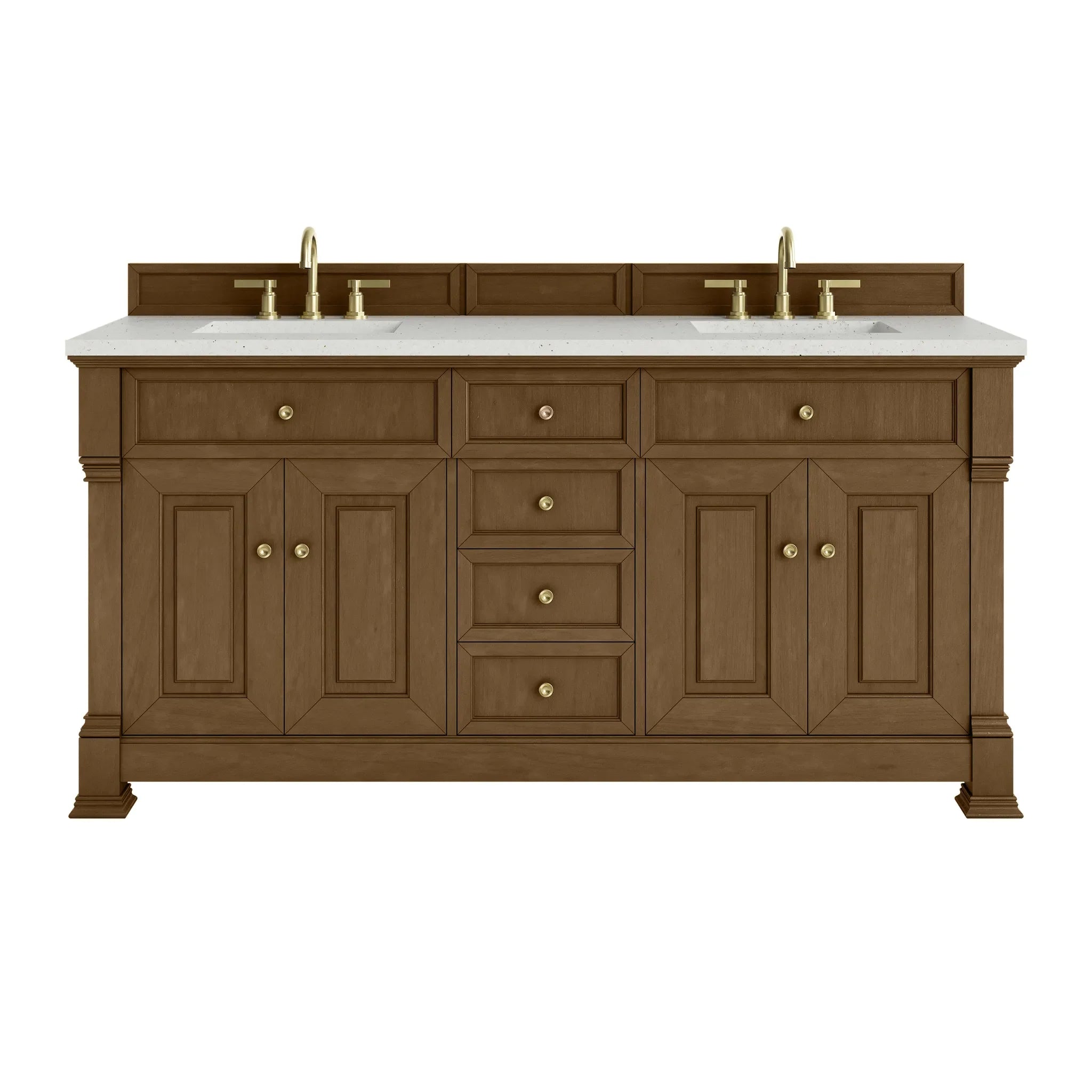 72" Brookfield Double Vanity in Honey Oak-Lime Delight Silestone-8" Widespread image