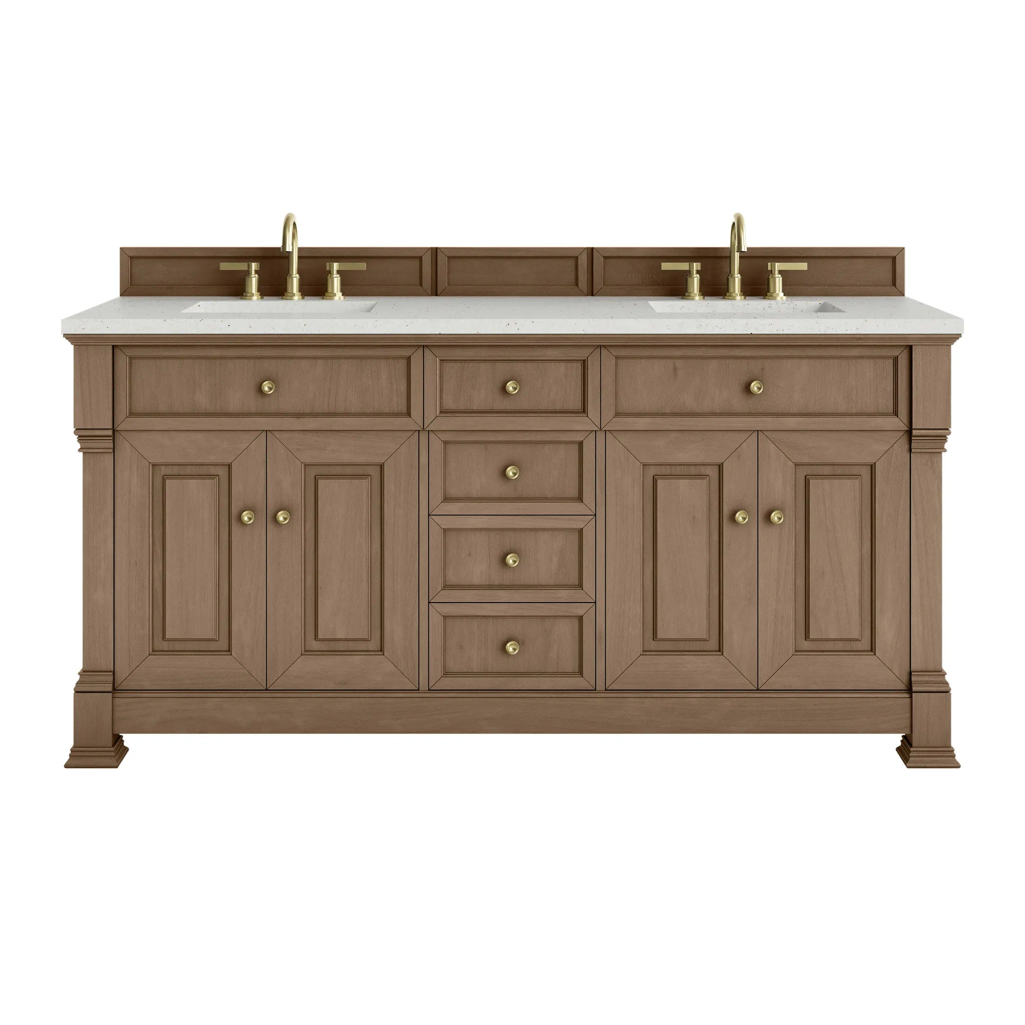 72" Brookfield Double Vanity in Pecan-Lime Delight Silestone-8" Widespread image