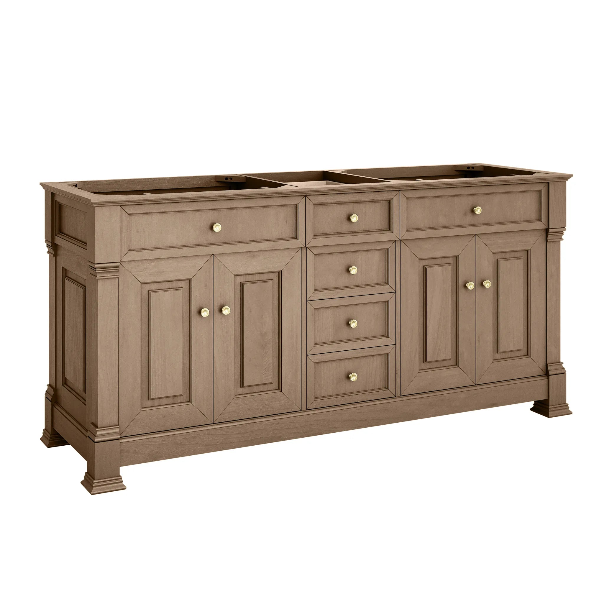 72" Brookfield Double Vanity in Pecan-Victorian Silver Silestone-8" Widespread image 1