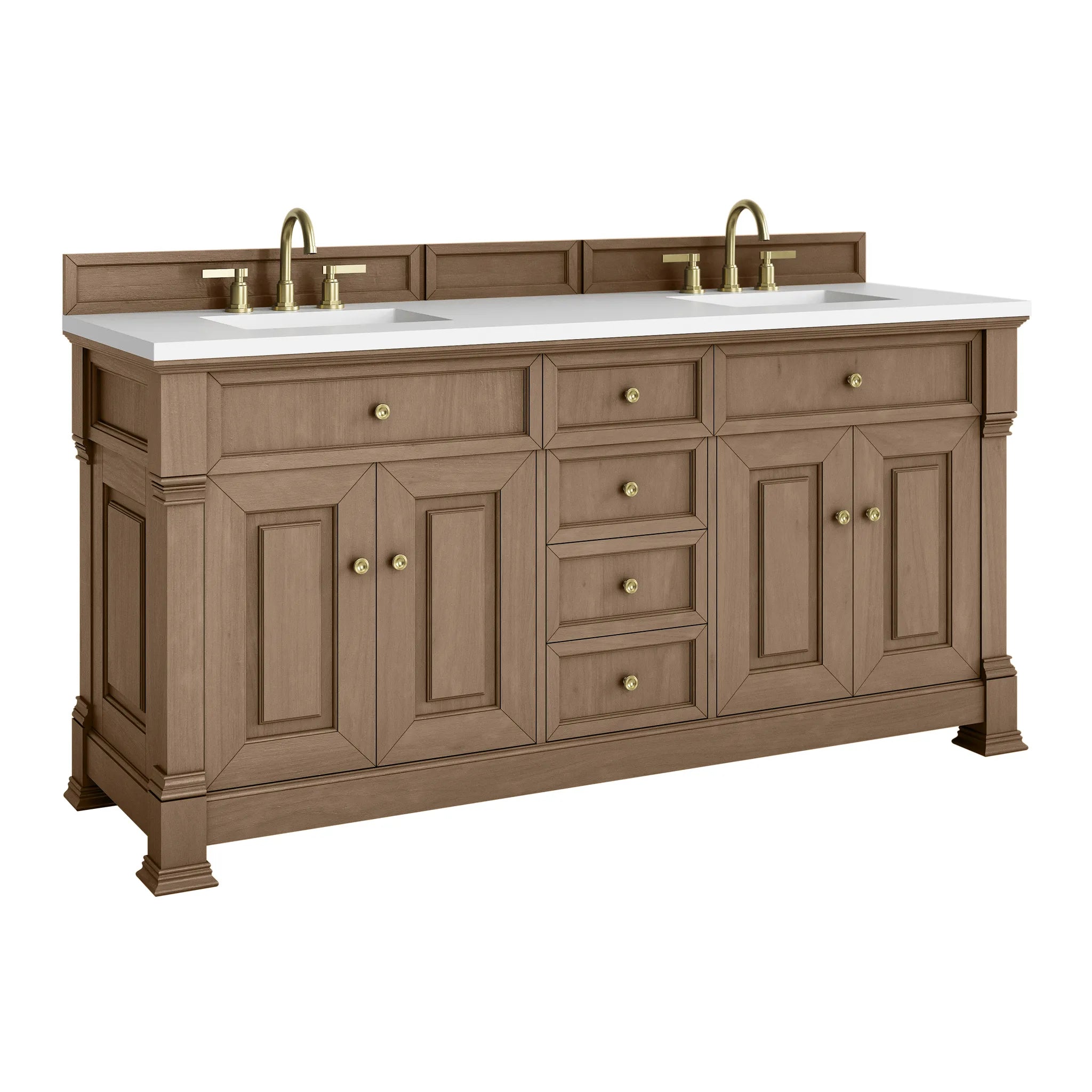 72" Brookfield Double Vanity in Pecan-White Zeus Silestone-8" Widespread image 9