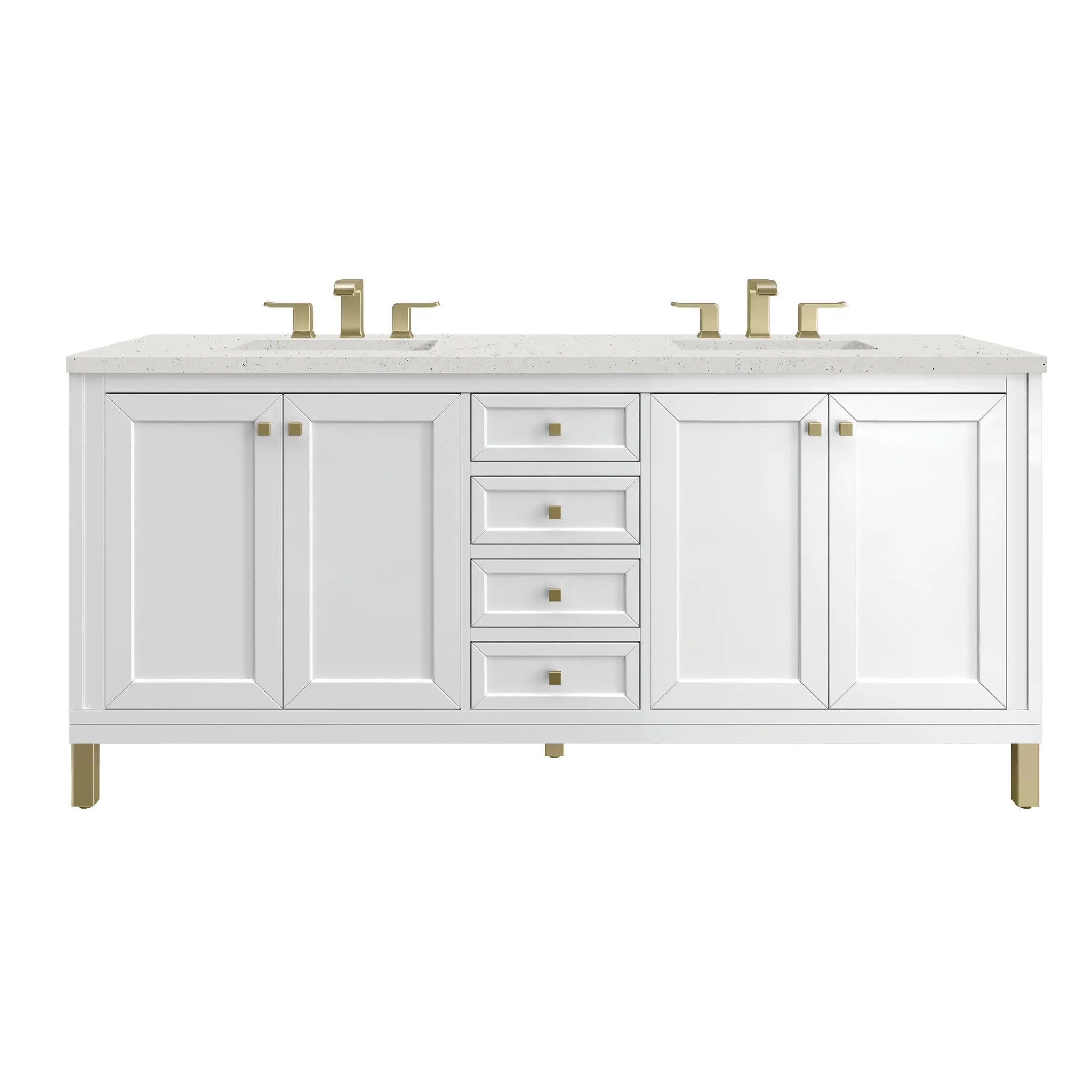 72" Chicago Double Vanity in Glossy White-Lime Delight Silestone-8" Widespread image