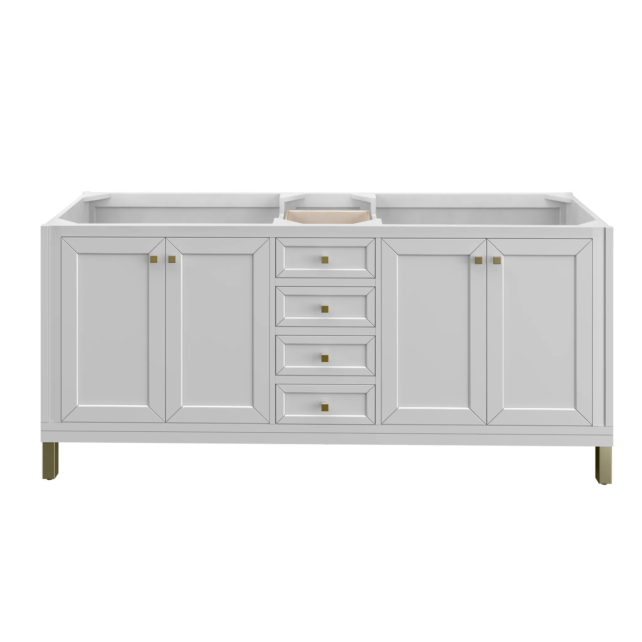 72" Chicago Double Vanity in Glossy White, Wireless Charger-Eternal Jasmine Pearl Silestone-8" Widespread image 7