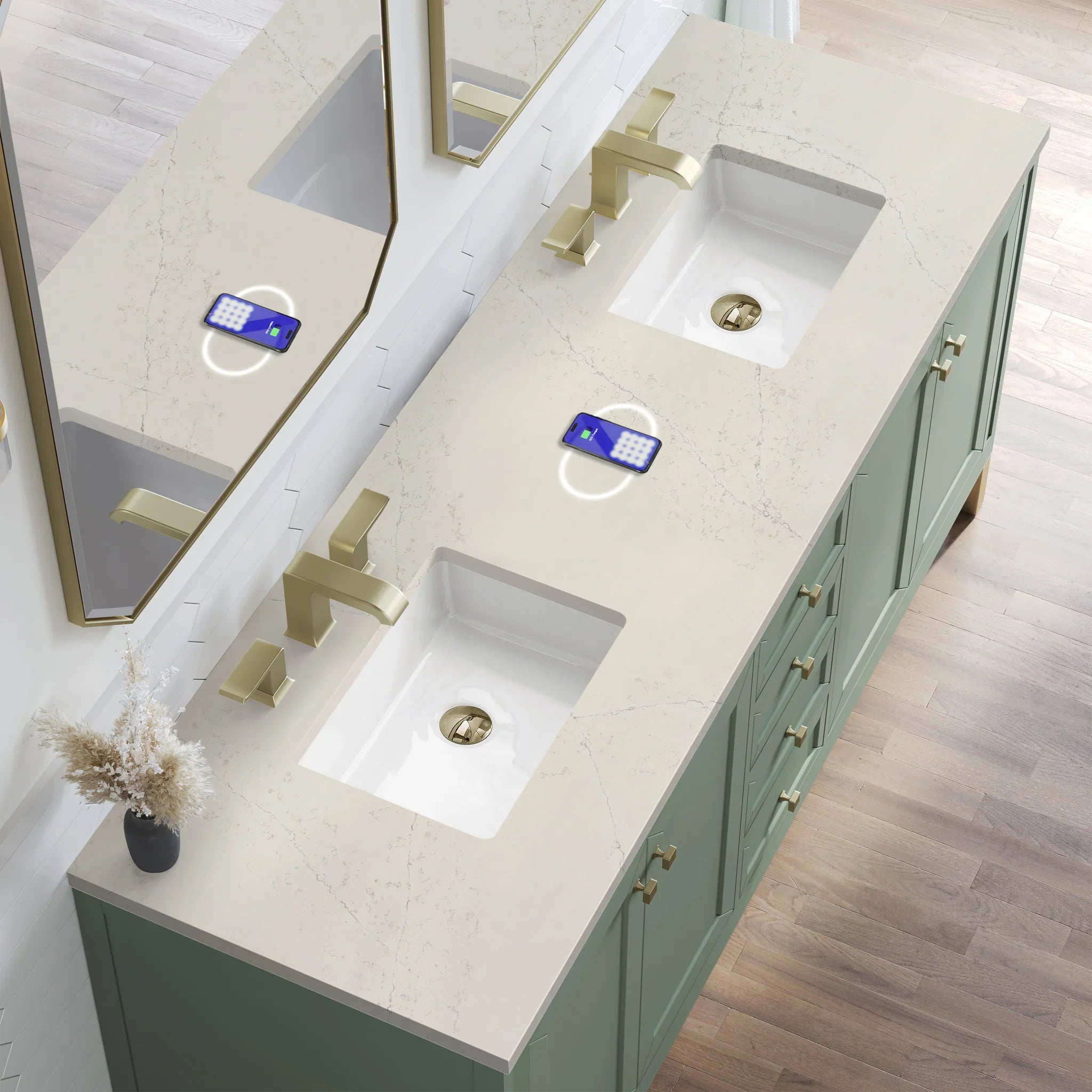 72-chicago-double-vanity-in-smokey-celadon-w-freepower-wireless-charger-by-james-martin-vanities-siberian-silestone image 8