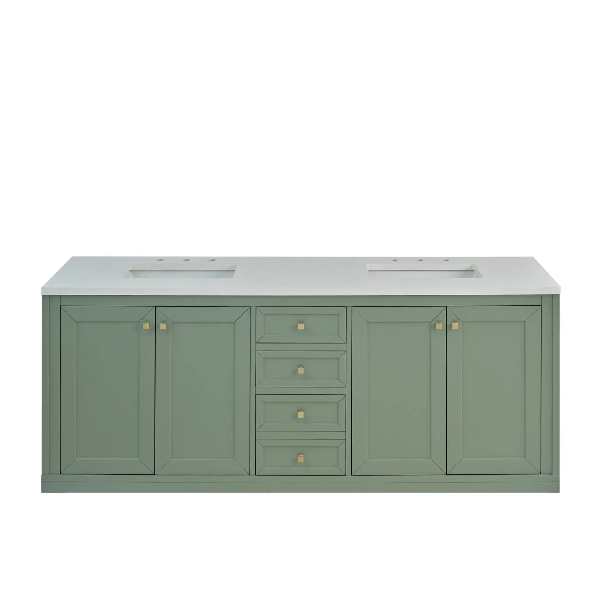 72" Chicago Double Vanity in Smokey Celadon-White Zeus Silestone-8" Widespread image 3