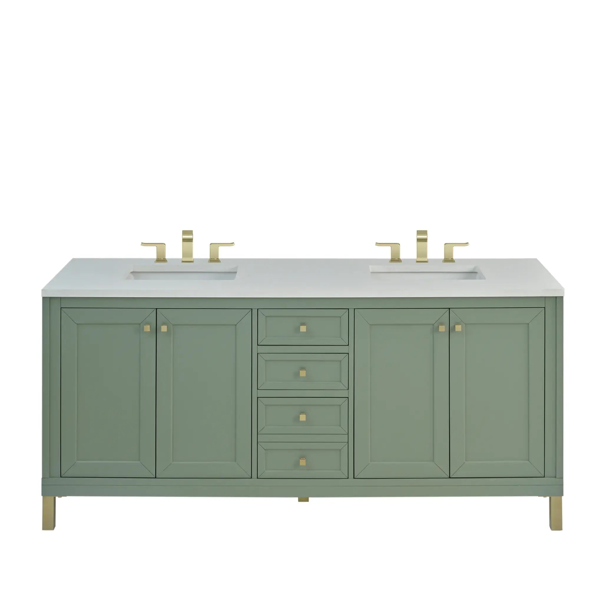 72" Chicago Double Vanity in Smokey Celadon-White Zeus Silestone-8" Widespread image