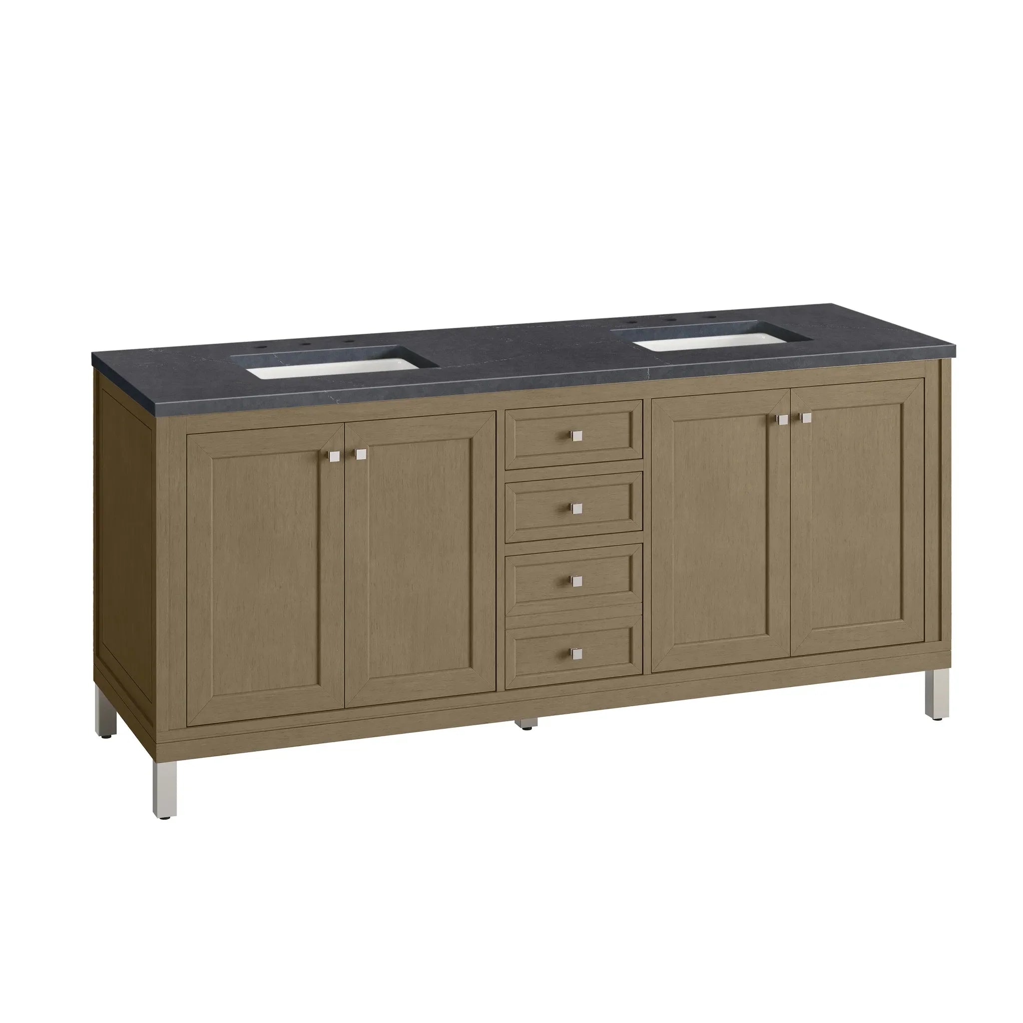 72" Chicago Double Vanity in Walnut Whisper-Charcoal Soapstone Silestone-8" Widespread image 19