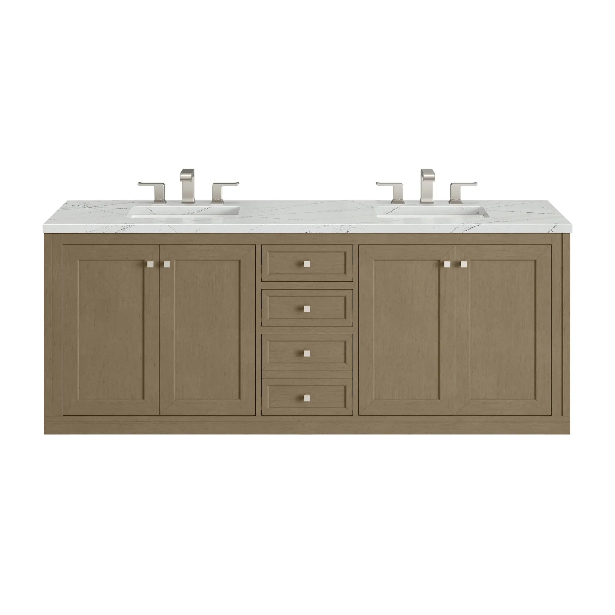72" Chicago Double Vanity in Walnut Whisper-Ethereal Noctis Silestone-8" Widespread image 2