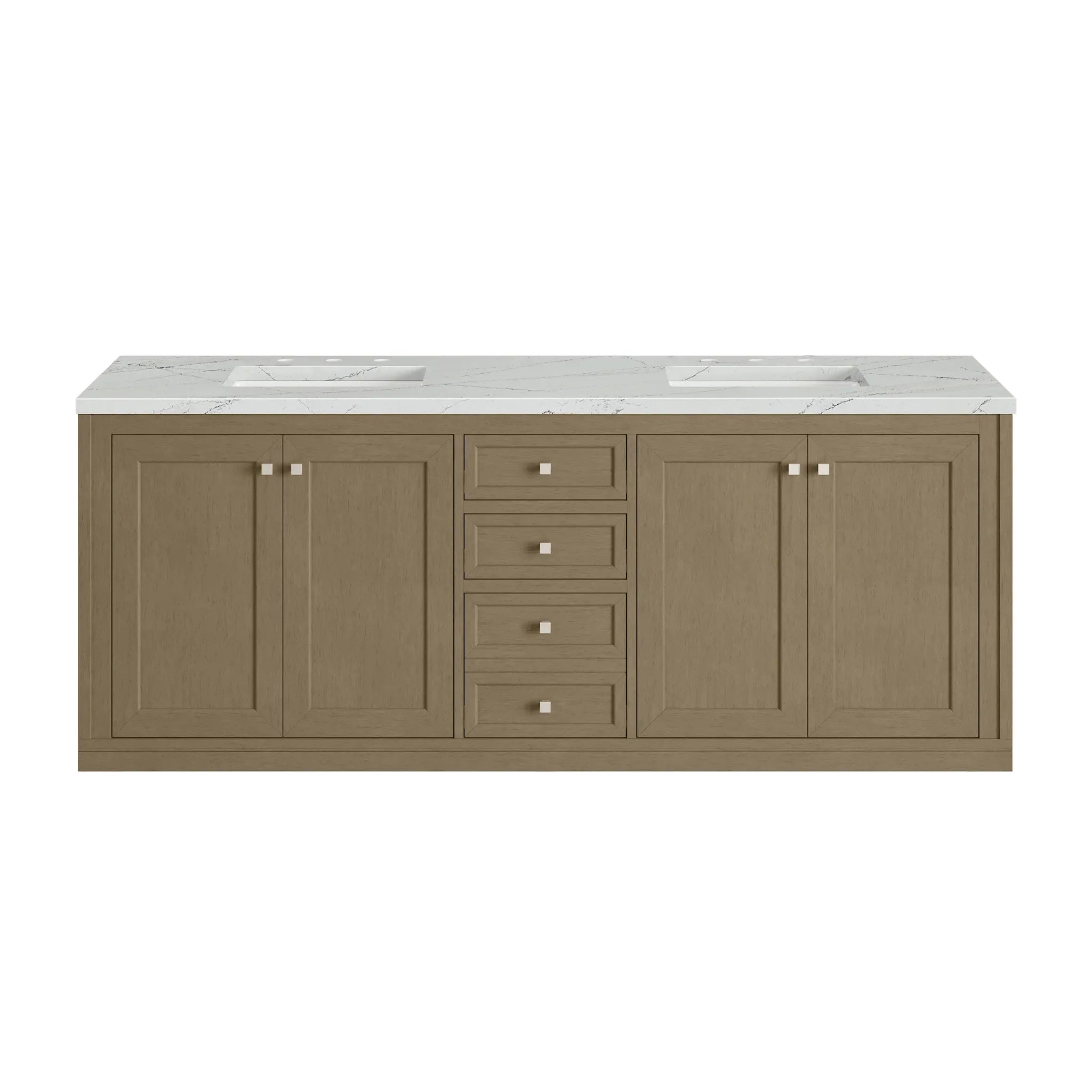 72" Chicago Double Vanity in Walnut Whisper-Ethereal Noctis Silestone-8" Widespread image 3