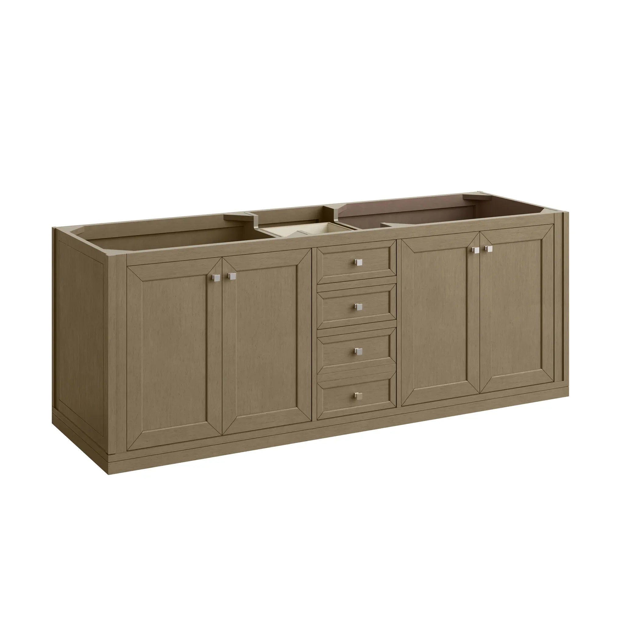 72" Chicago Double Vanity in Walnut Whisper-Lime Delight Silestone-8" Widespread image 2