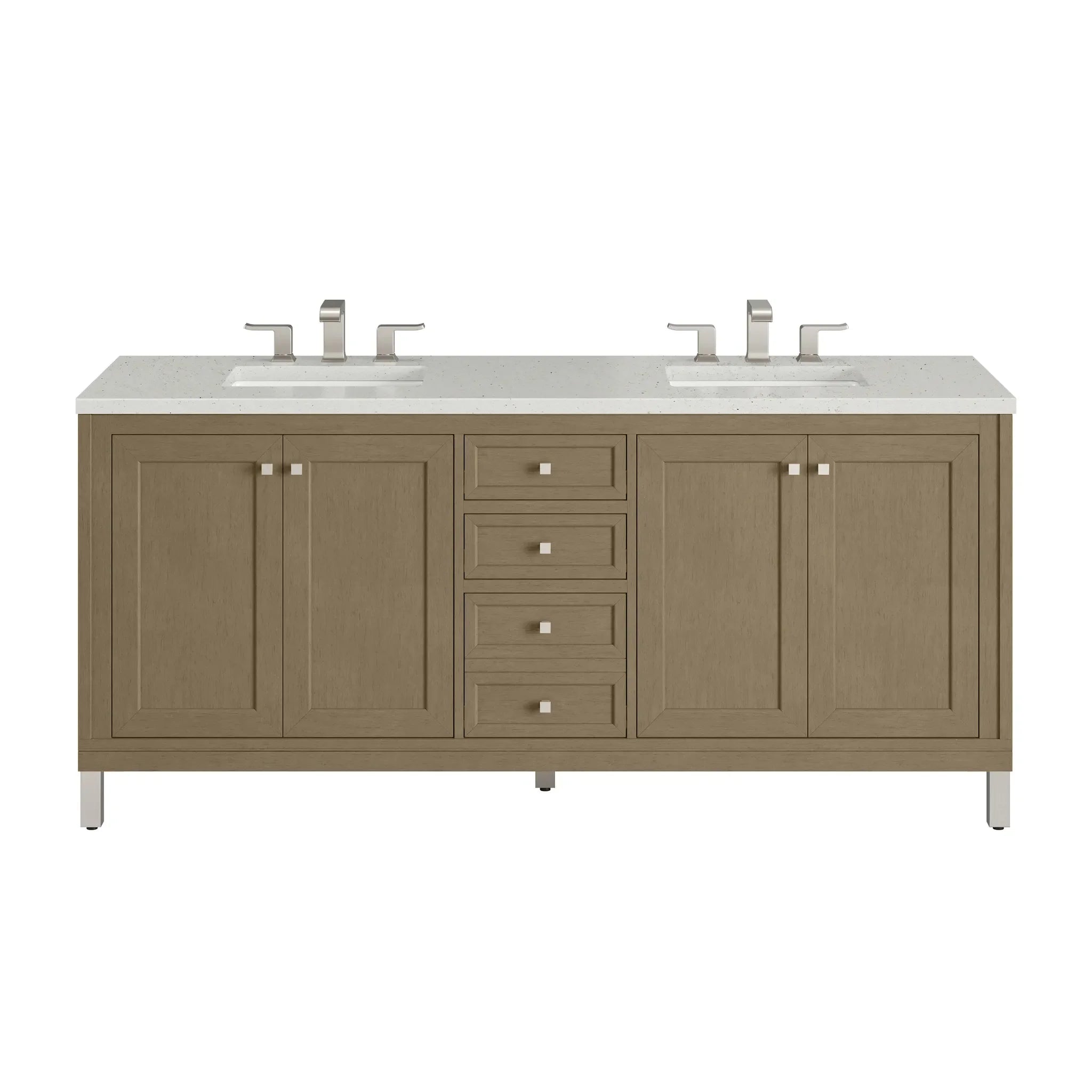 72" Chicago Double Vanity in Walnut Whisper-Lime Delight Silestone-8" Widespread image