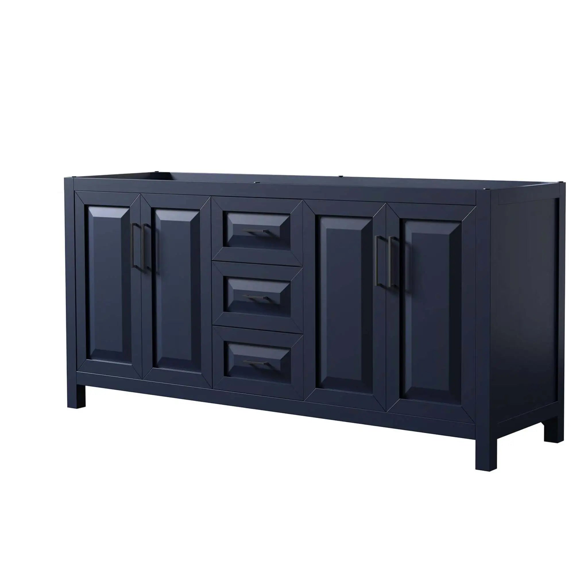 72" Daria Double Bathroom Vanity in Dark Blue with Matte Black Trim by Wyndham