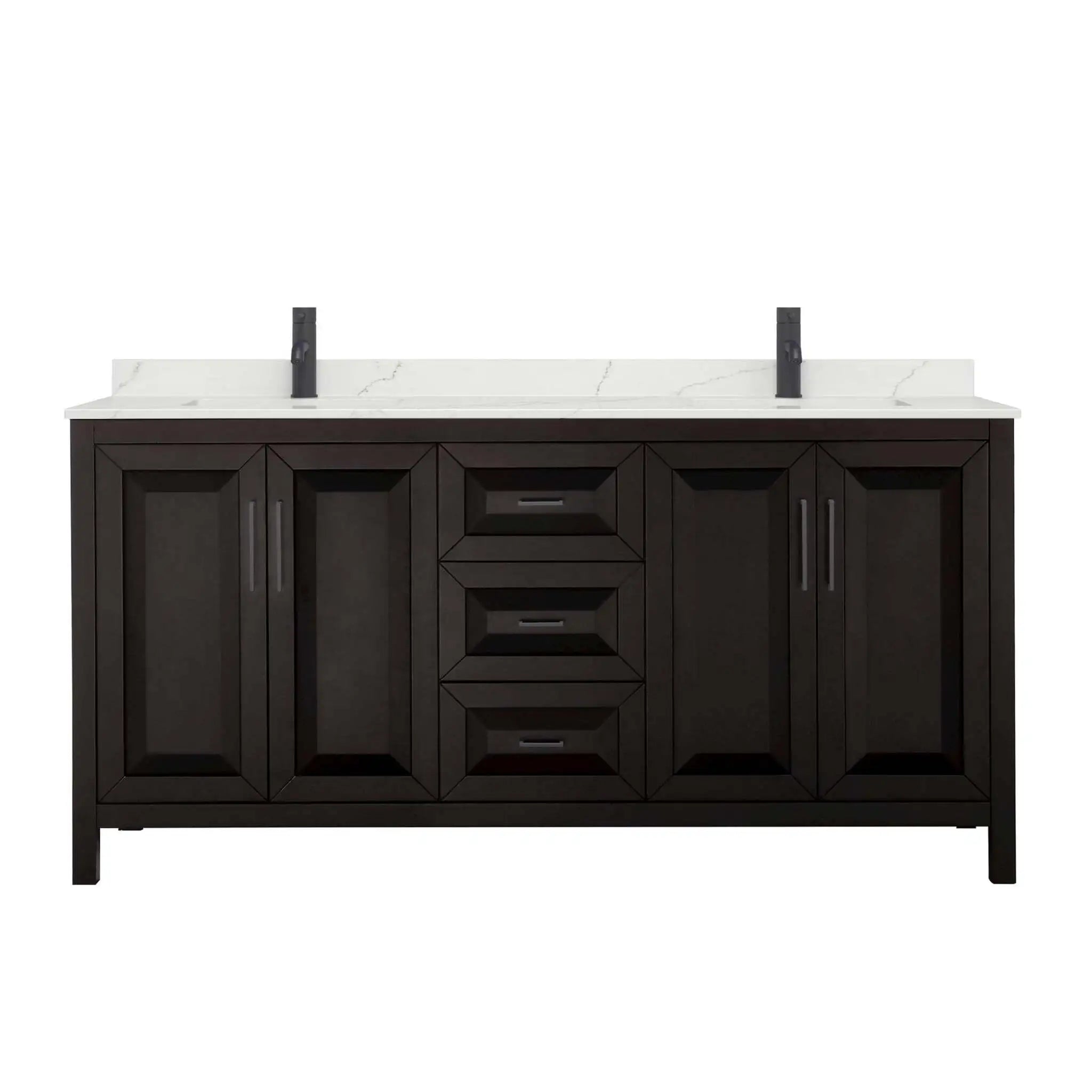 72" Daria Double Bathroom Vanity in Dark Espresso with Matte Black Trim by Wyndham