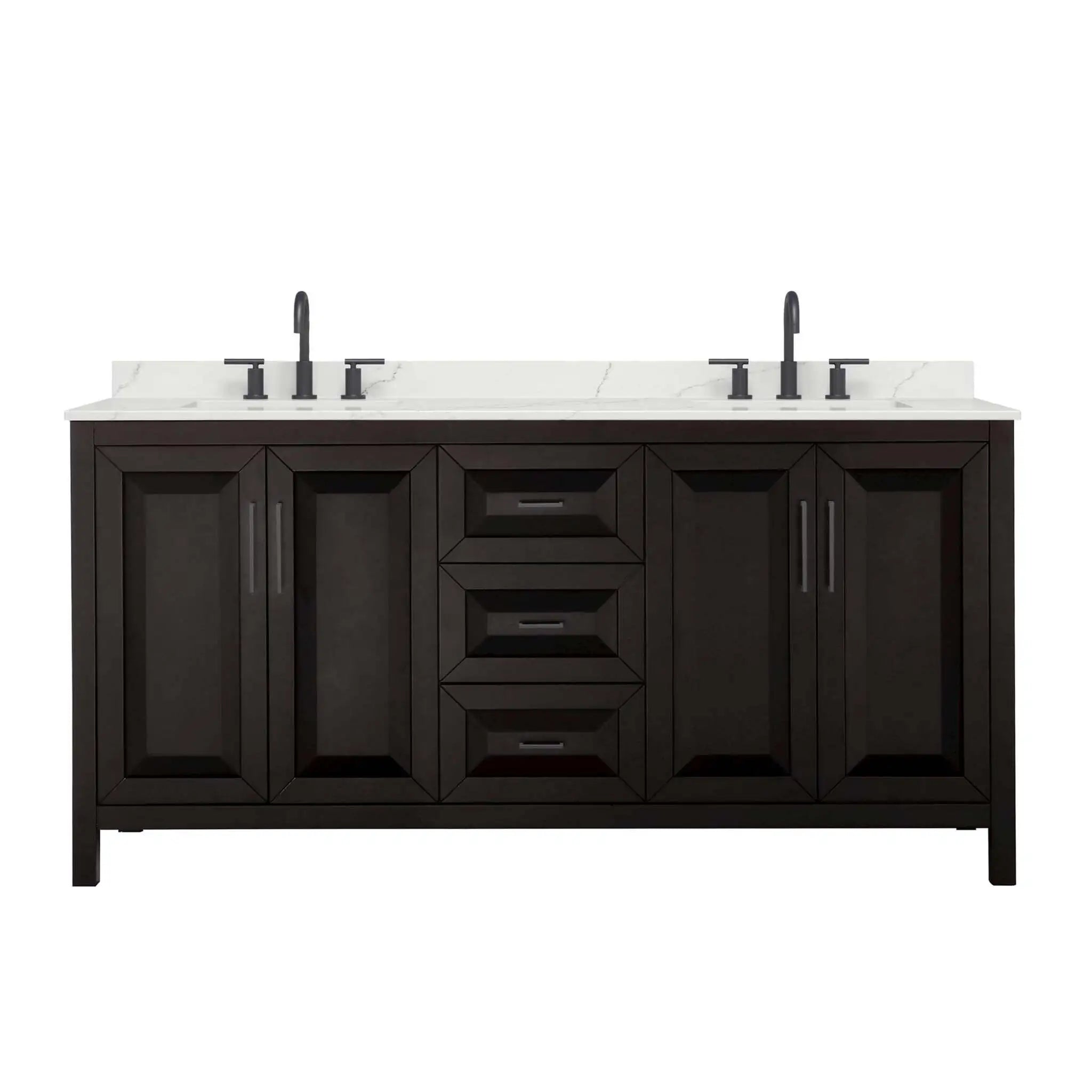72" Daria Double Bathroom Vanity in Dark Espresso with Matte Black Trim by Wyndham