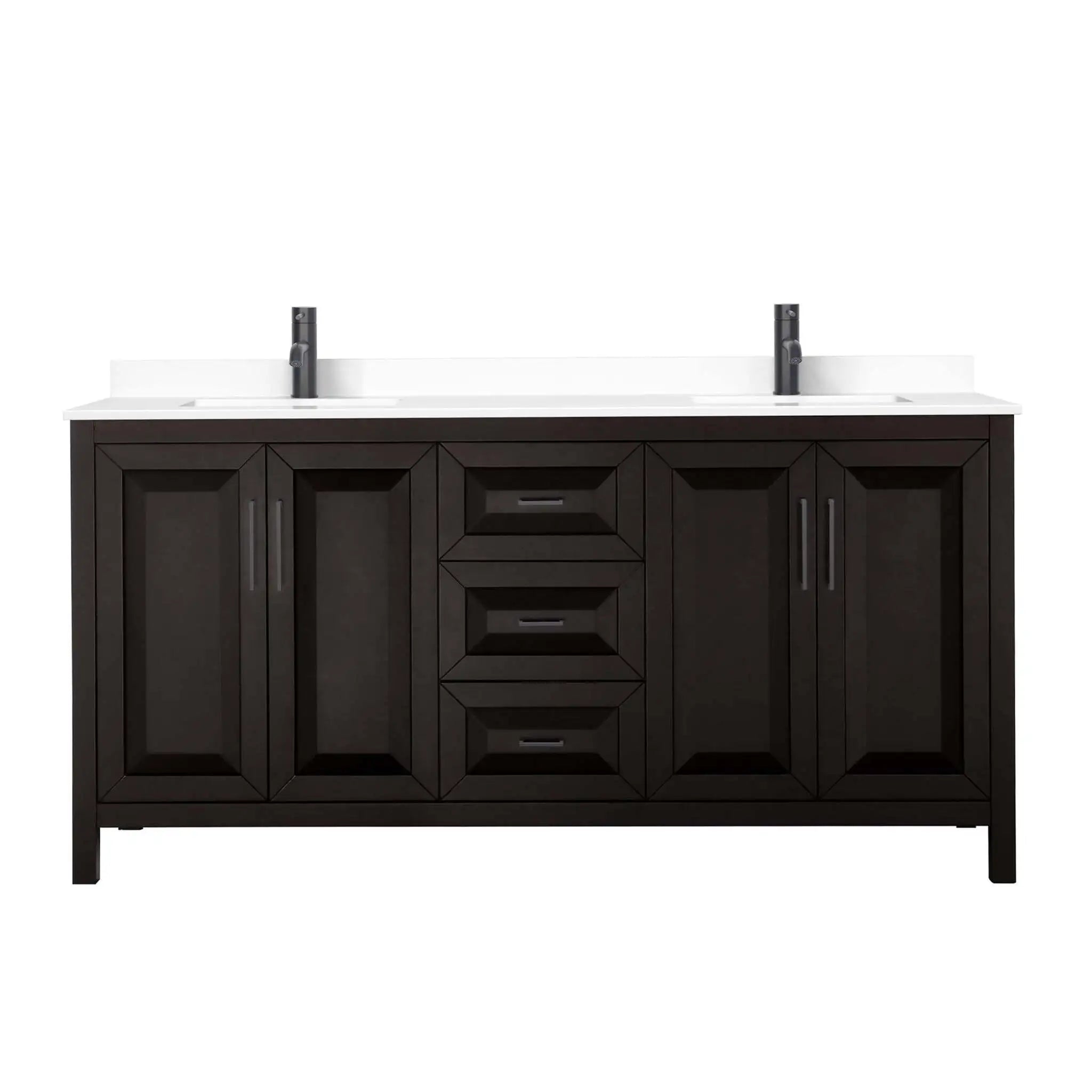 72" Daria Double Bathroom Vanity in Dark Espresso with Matte Black Trim by Wyndham