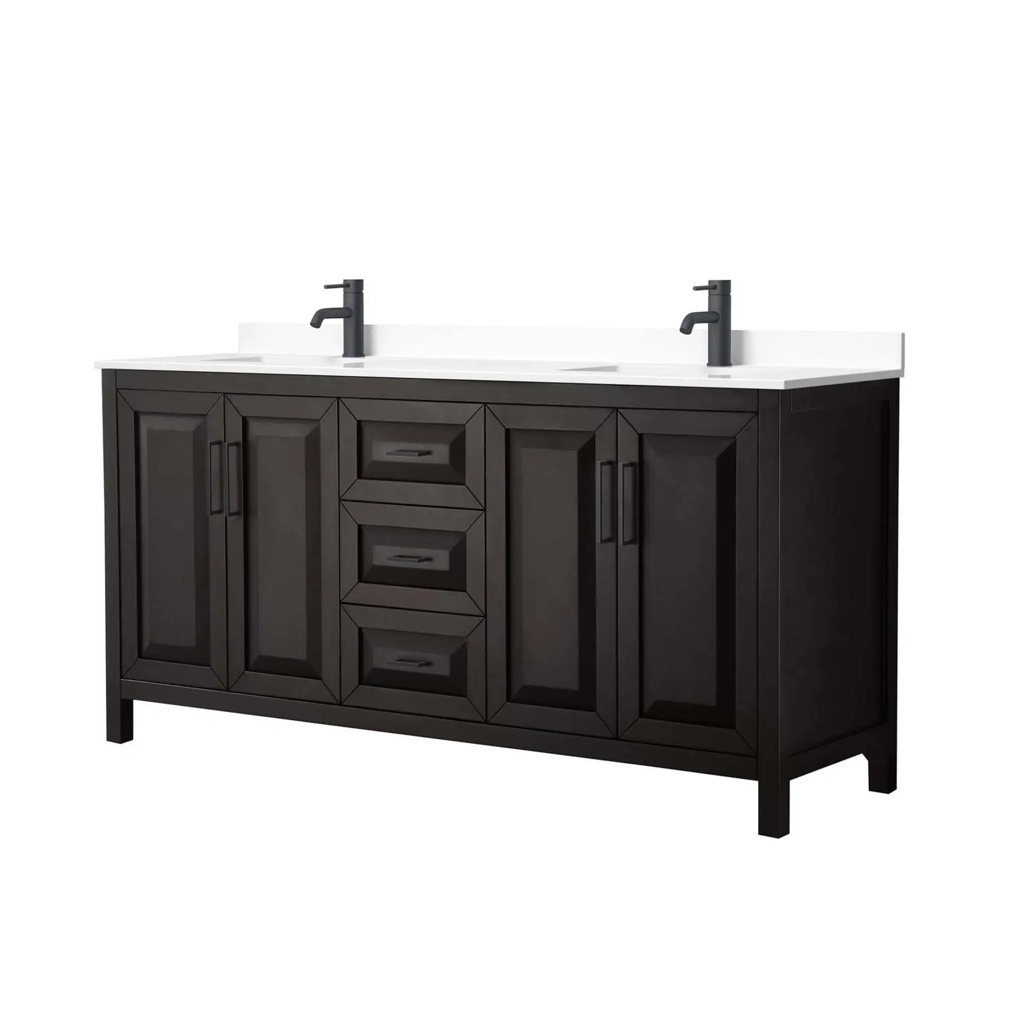 72" Daria Double Bathroom Vanity in Dark Espresso with Matte Black Trim by Wyndham