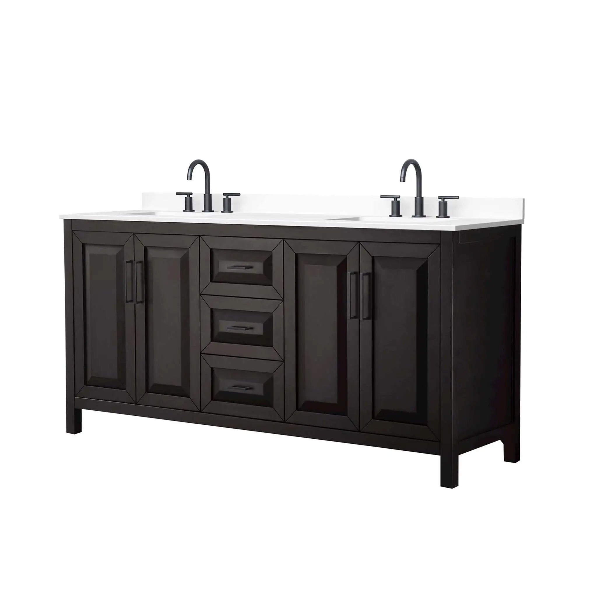 72" Daria Double Bathroom Vanity in Dark Espresso with Matte Black Trim by Wyndham