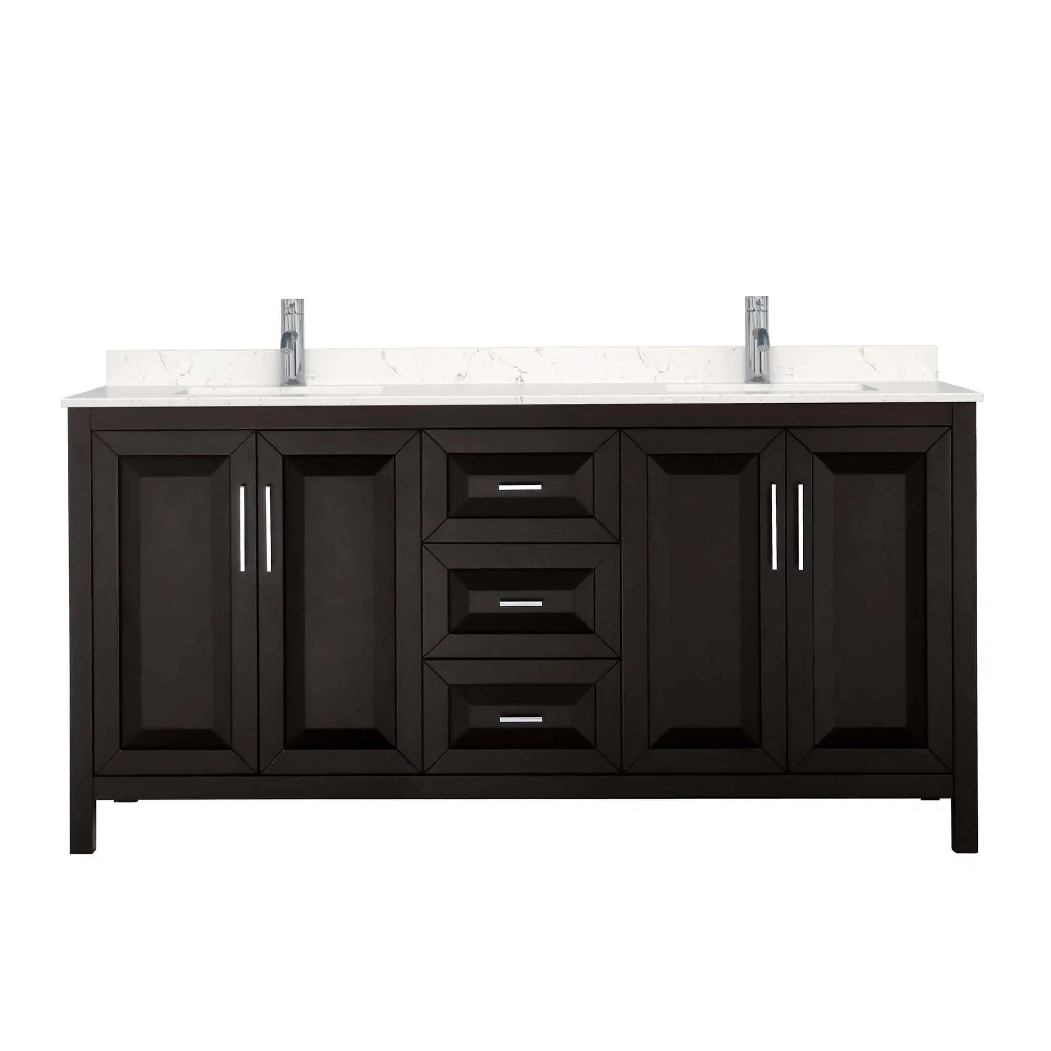 72" Daria Double Bathroom Vanity in Dark Espresso with Polished Chrome Trim by Wyndham