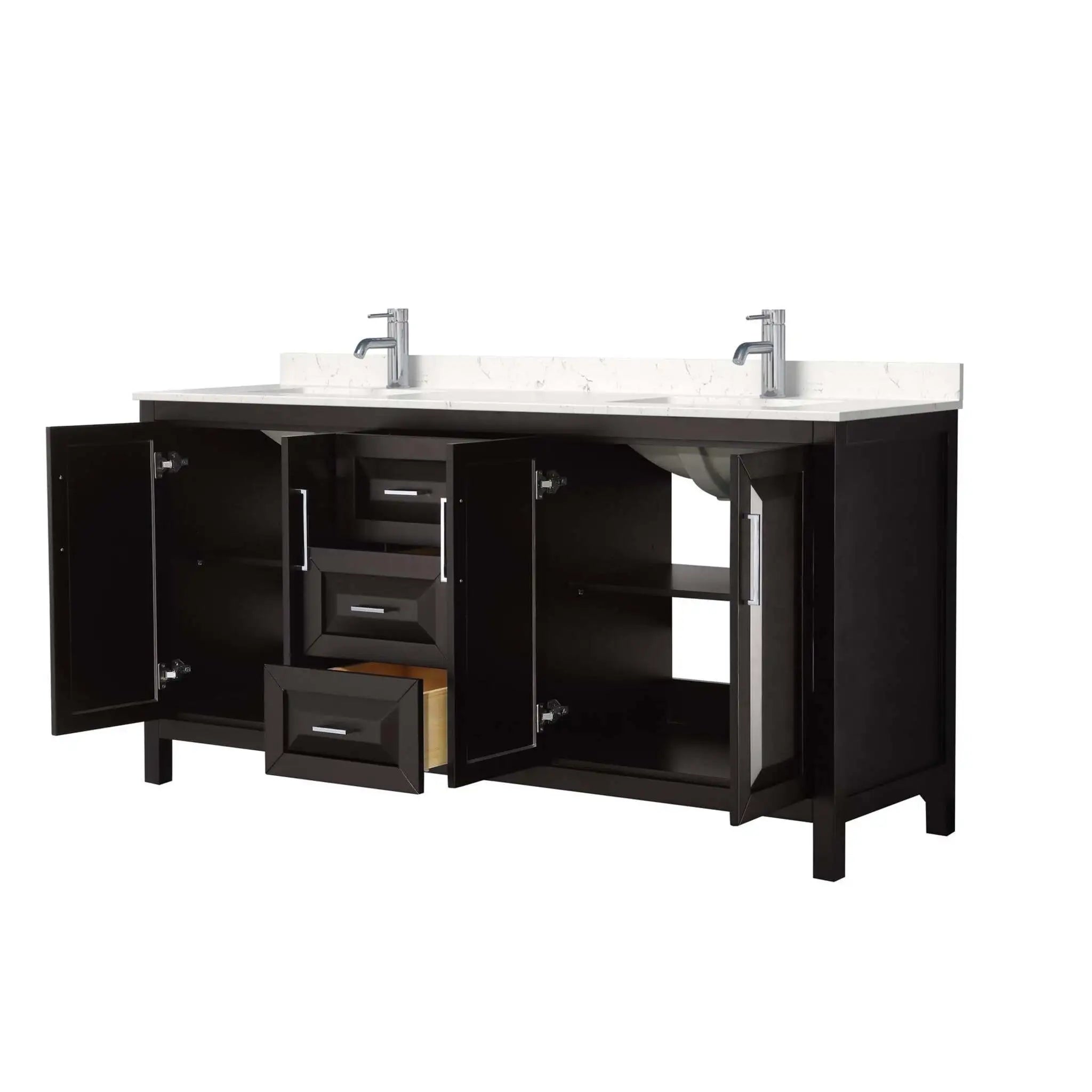 72" Daria Double Bathroom Vanity in Dark Espresso with Polished Chrome Trim by Wyndham