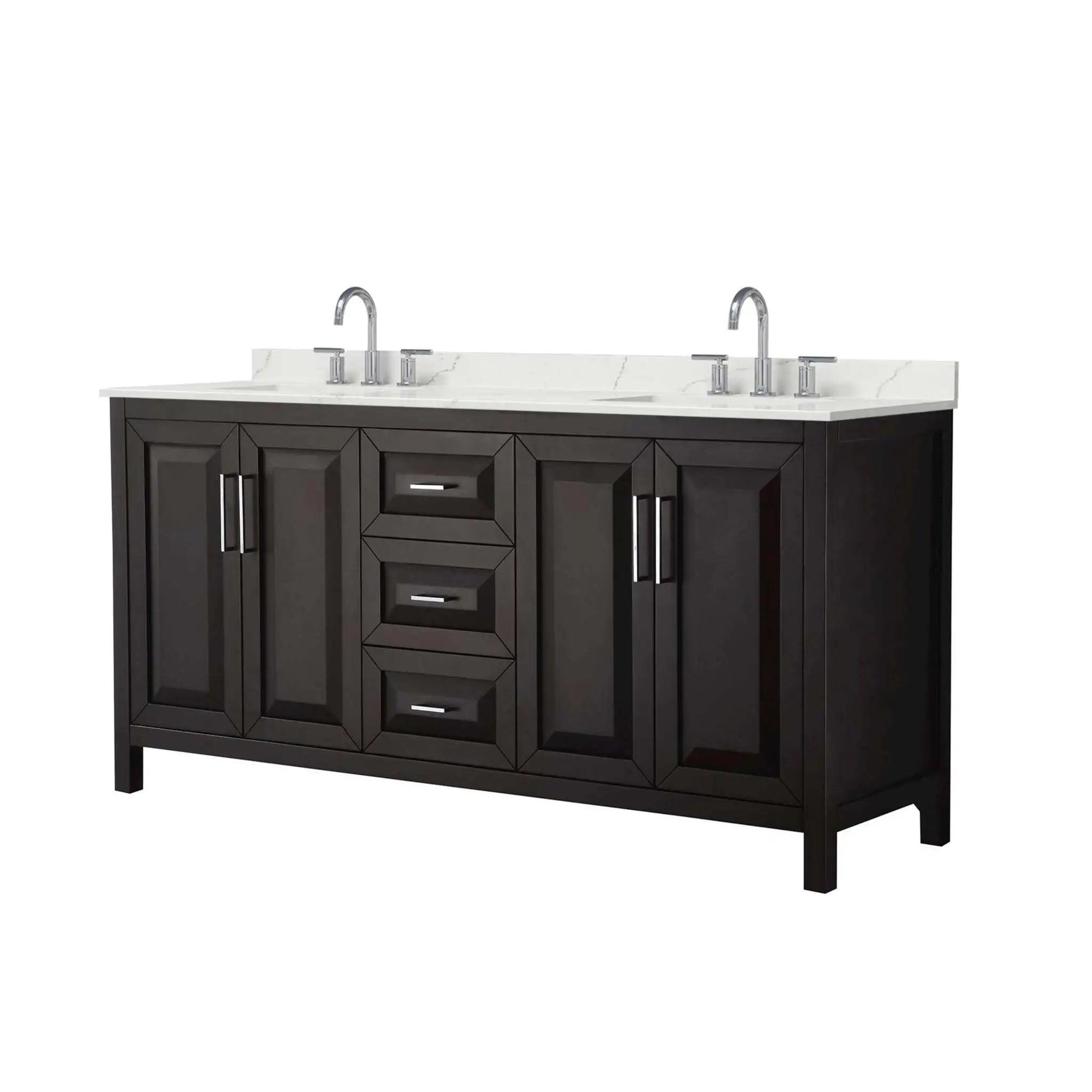 72" Daria Double Bathroom Vanity in Dark Espresso with Polished Chrome Trim by Wyndham
