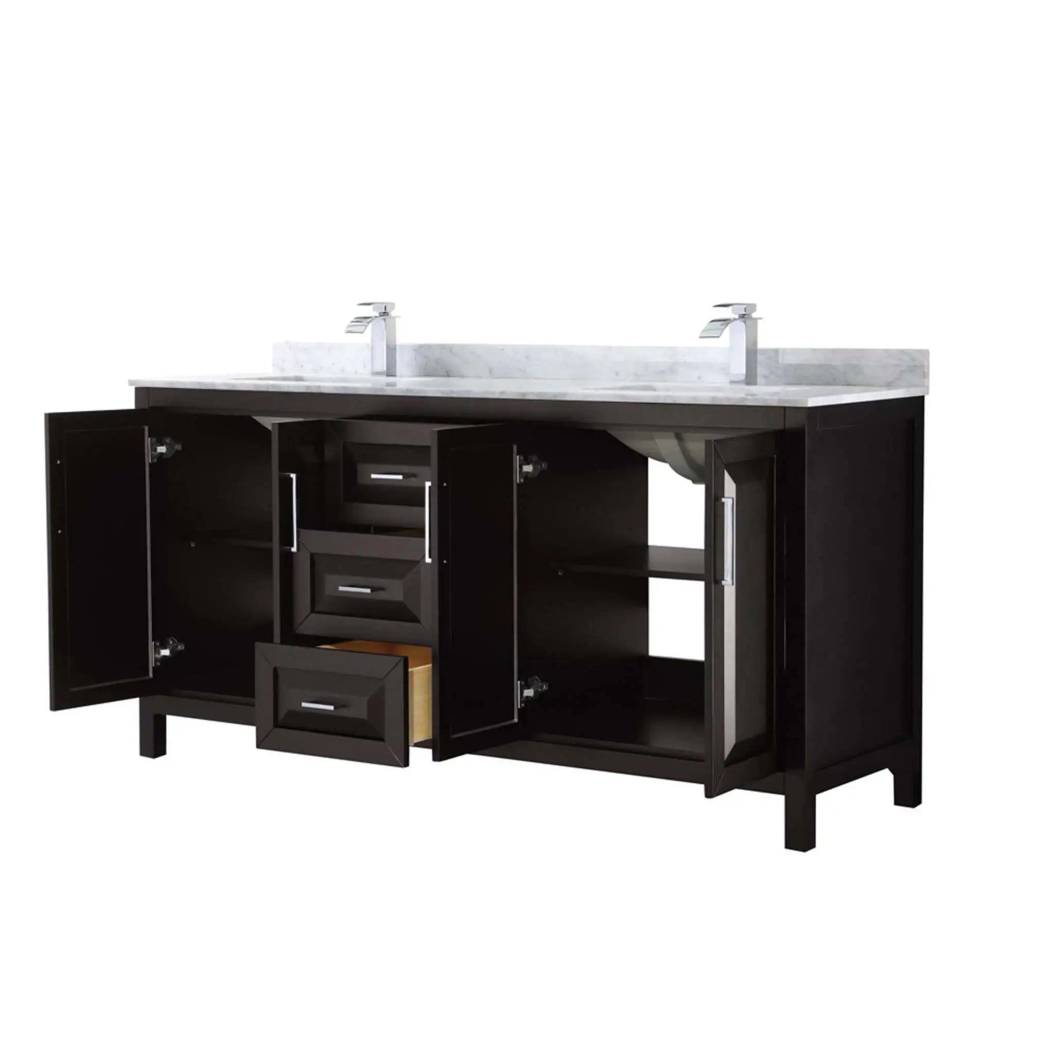 72" Daria Double Bathroom Vanity in Dark Espresso with Polished Chrome Trim by Wyndham