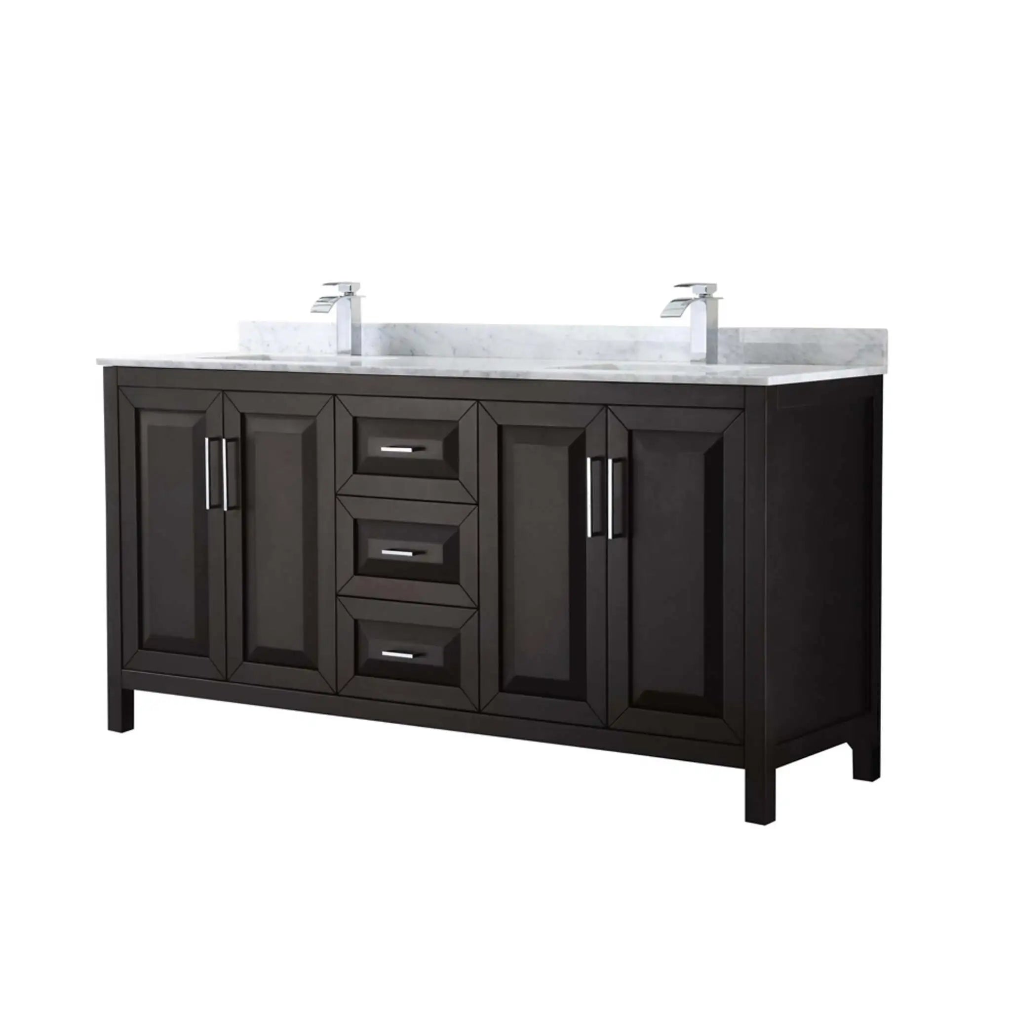 72" Daria Double Bathroom Vanity in Dark Espresso with Polished Chrome Trim by Wyndham