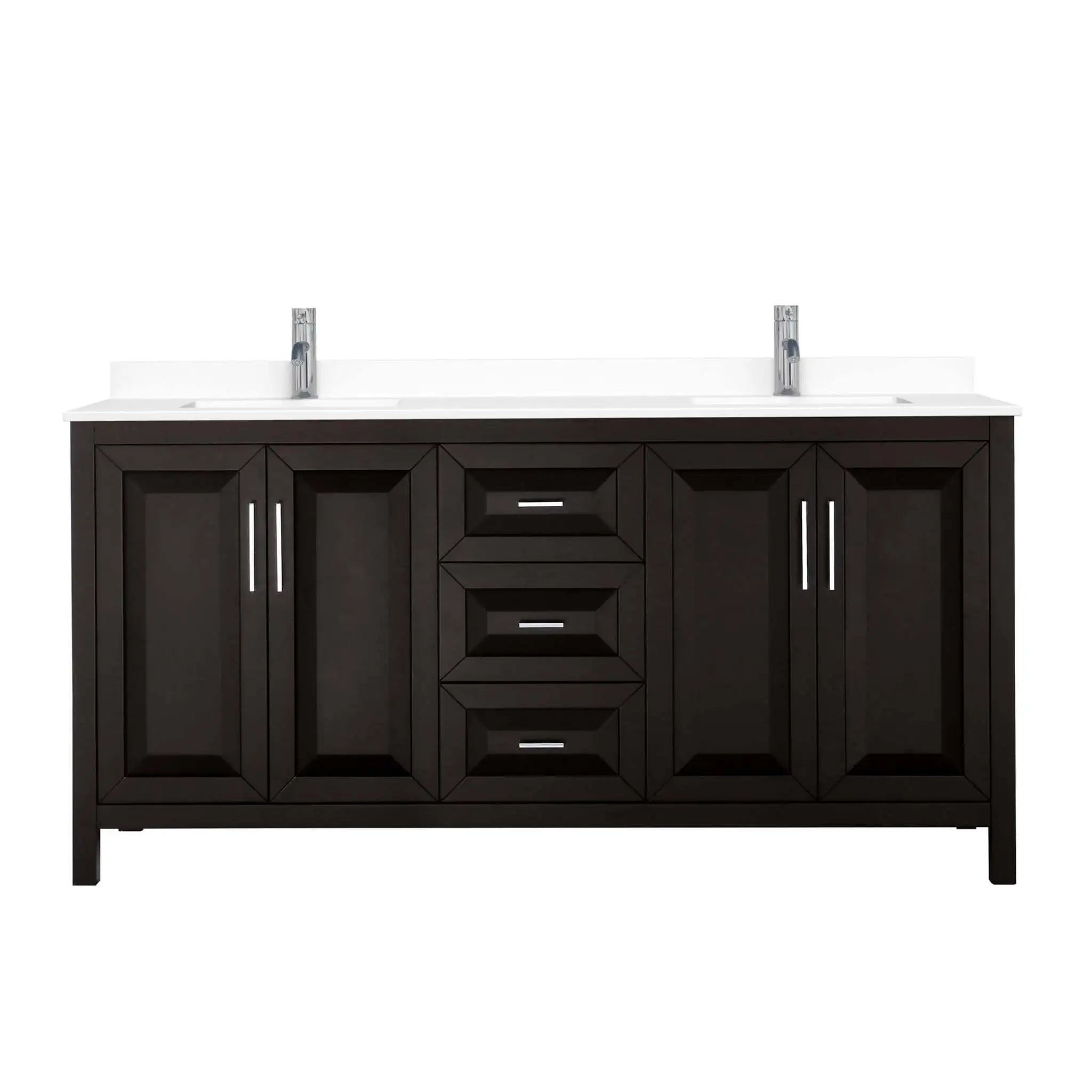 72" Daria Double Bathroom Vanity in Dark Espresso with Polished Chrome Trim by Wyndham
