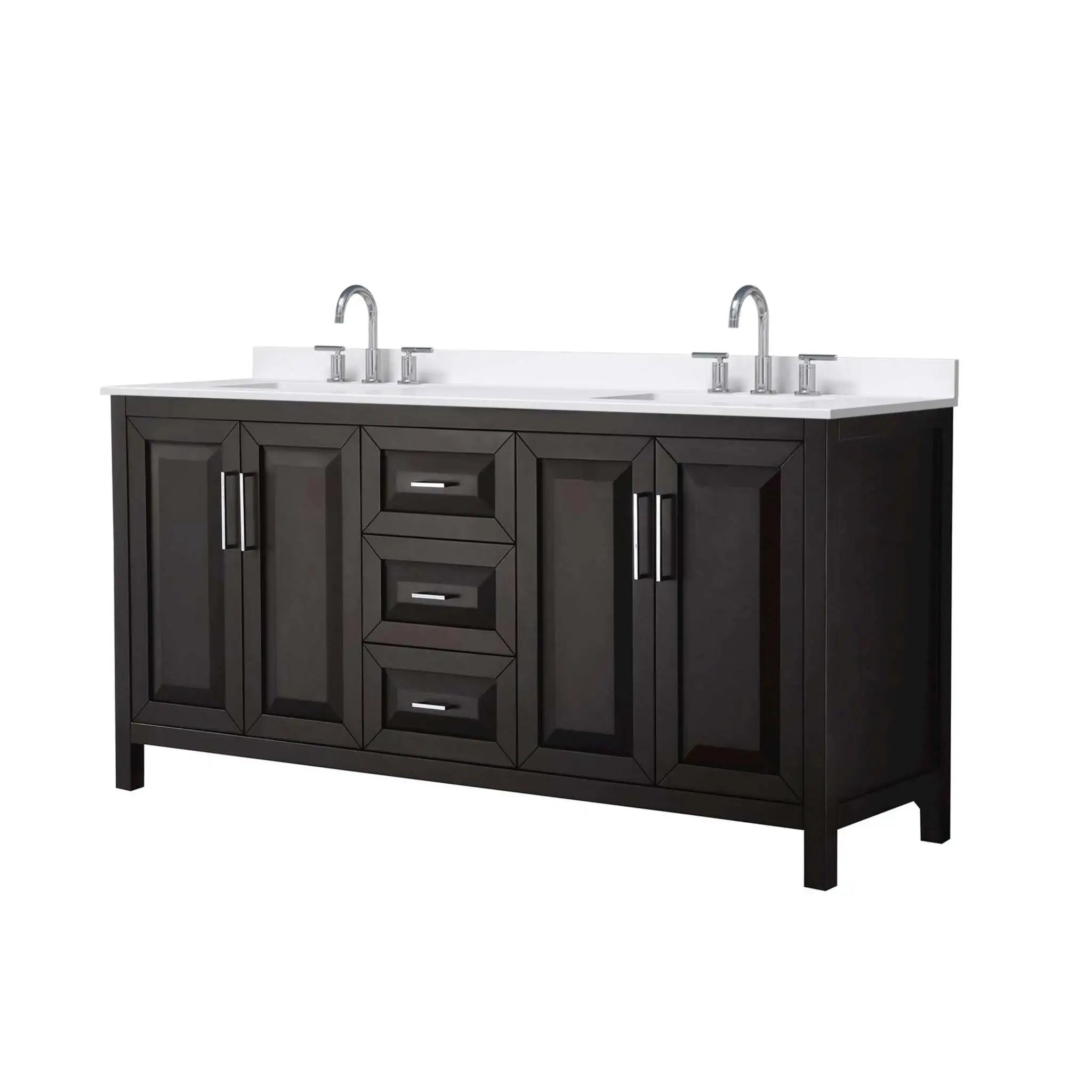 72" Daria Double Bathroom Vanity in Dark Espresso with Polished Chrome Trim by Wyndham