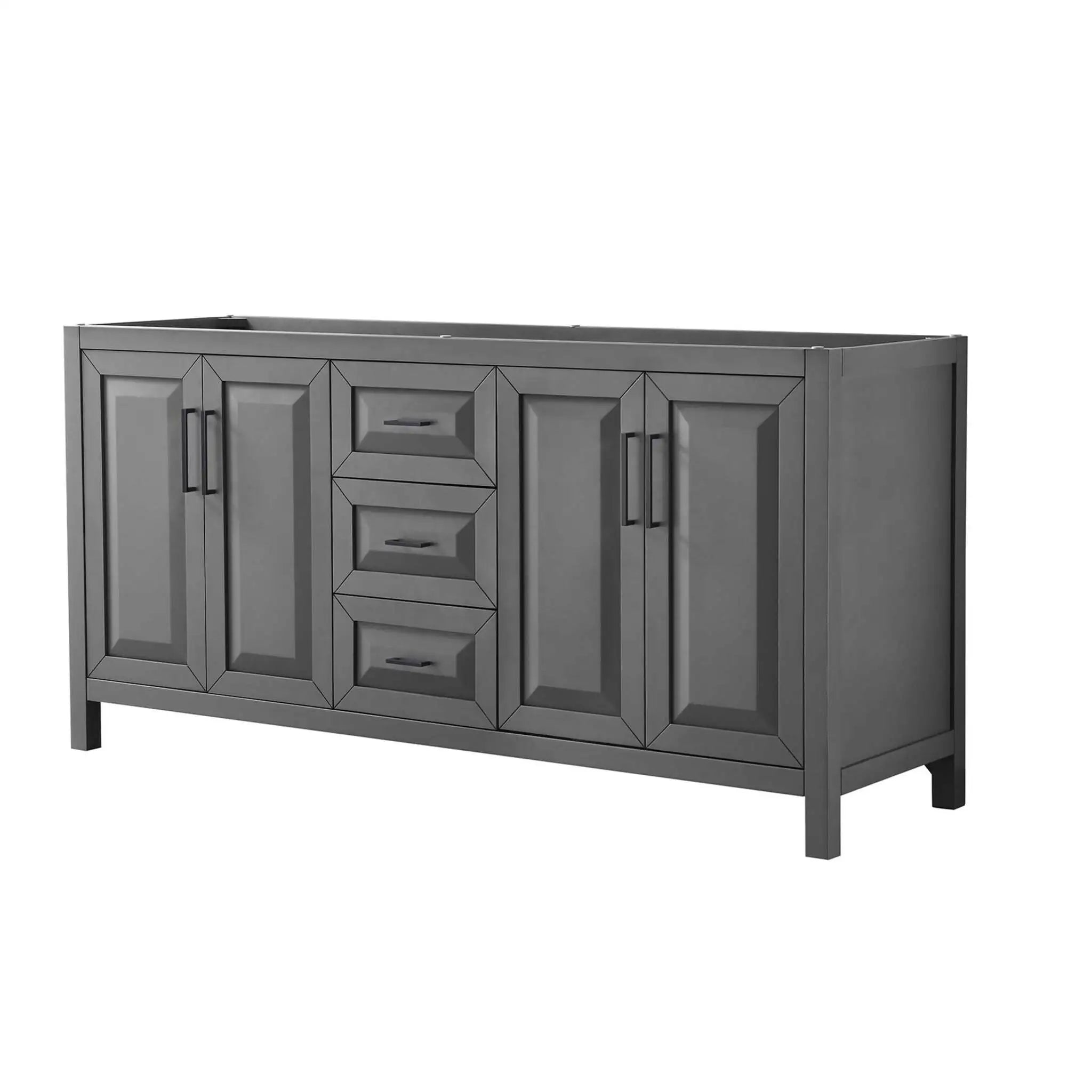 72" Daria Double Bathroom Vanity in Dark Gray with Matte Black Trim by Wyndham