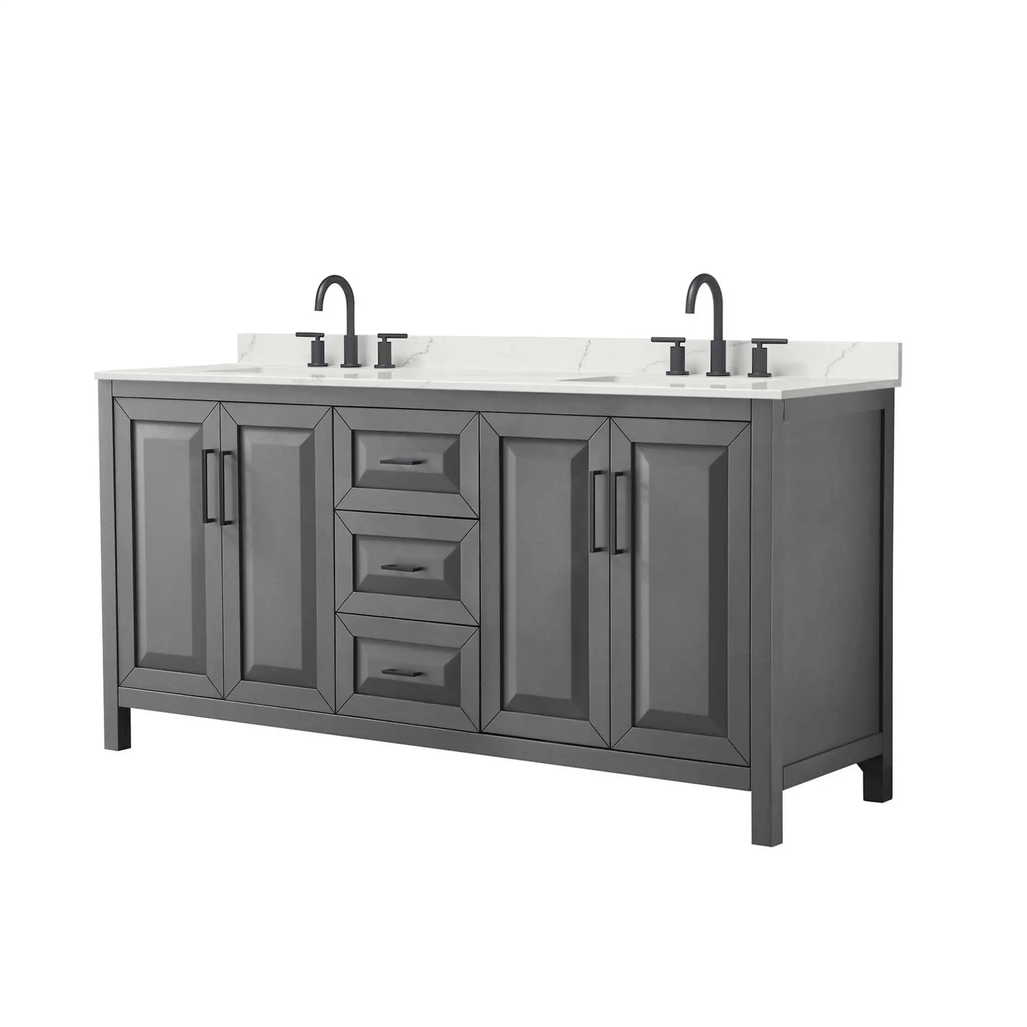 72" Daria Double Bathroom Vanity in Dark Gray with Matte Black Trim by Wyndham