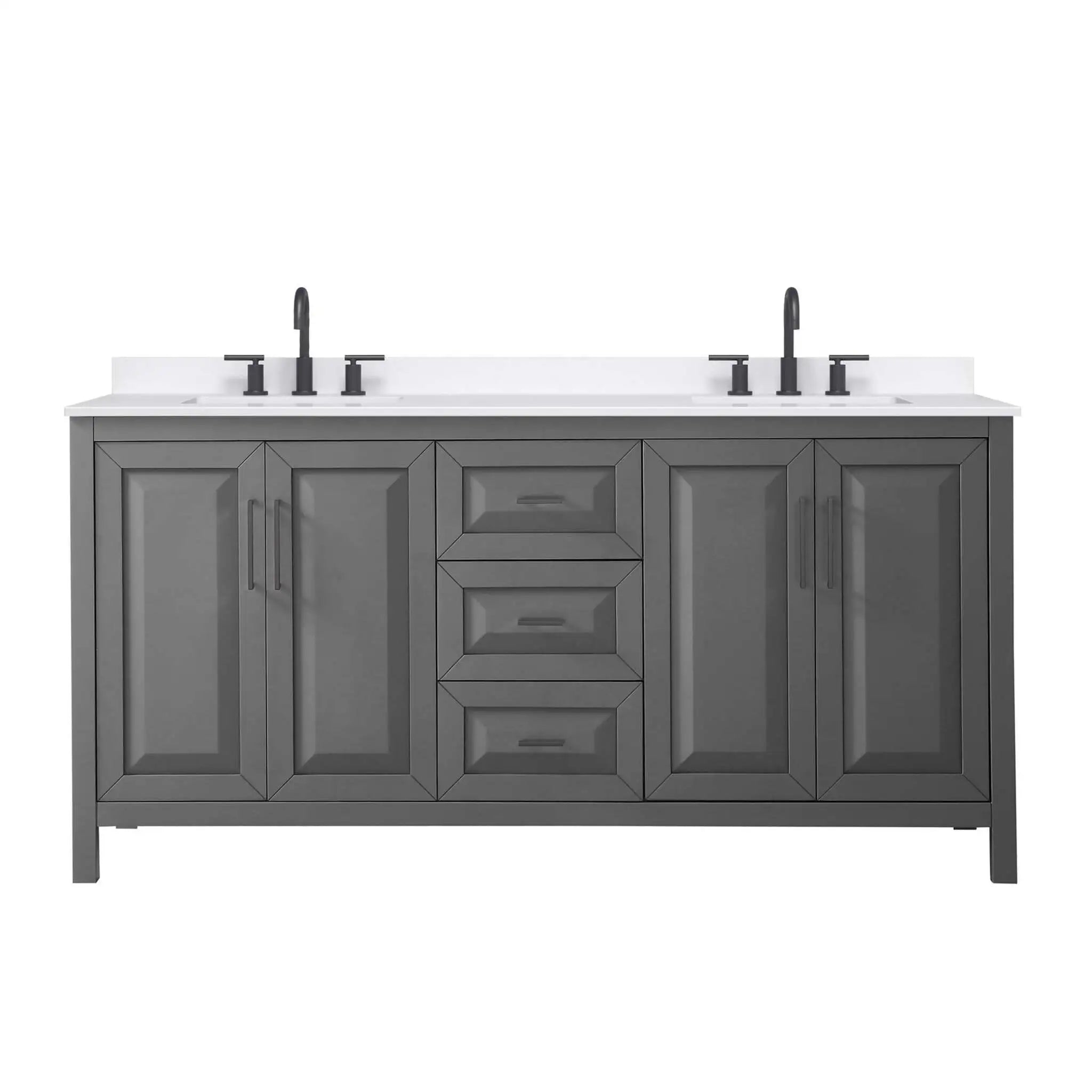 72" Daria Double Bathroom Vanity in Dark Gray with Matte Black Trim by Wyndham