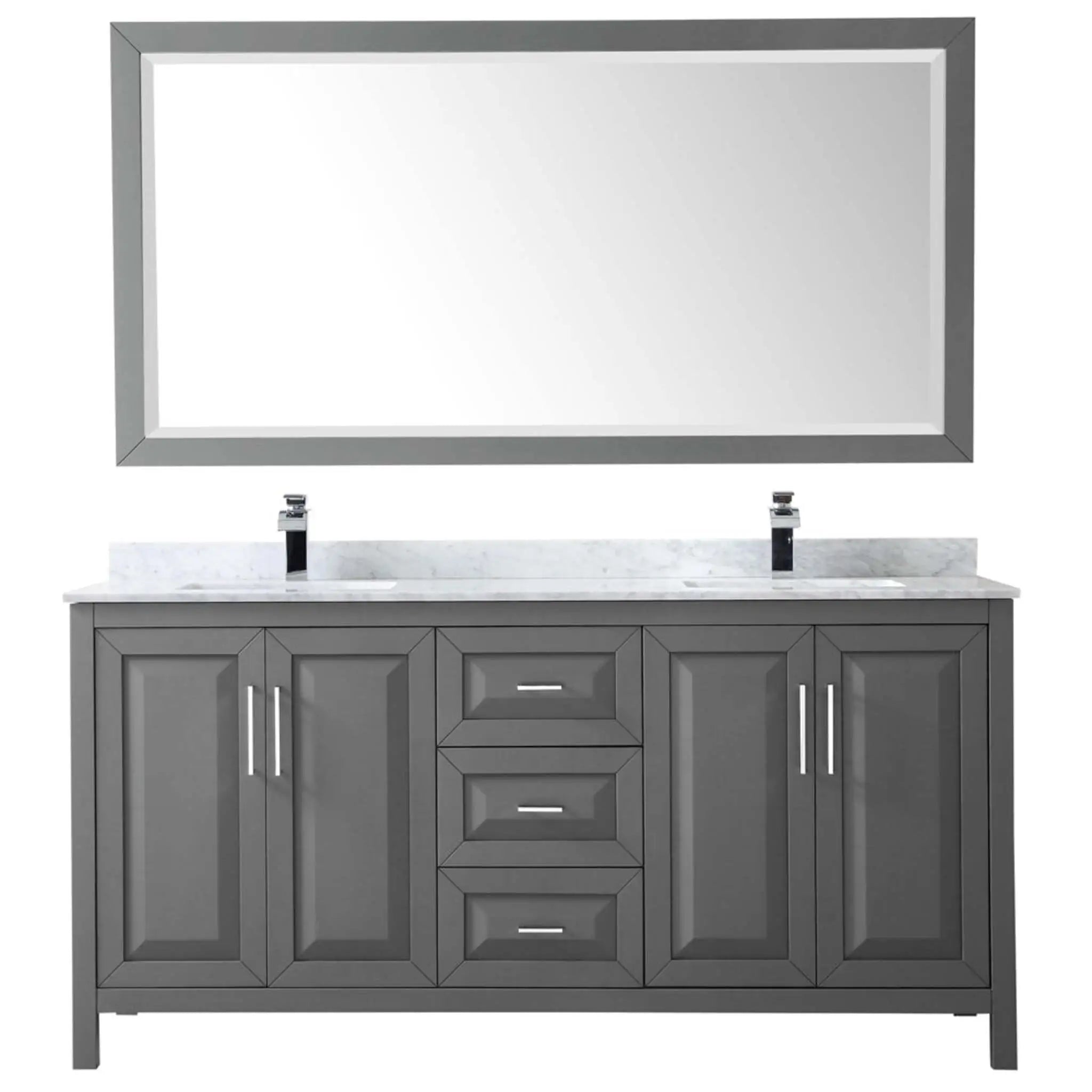 72" Daria Double Bathroom Vanity in Dark Gray with Polished Chrome Trim & 70" Mirror by Wyndham