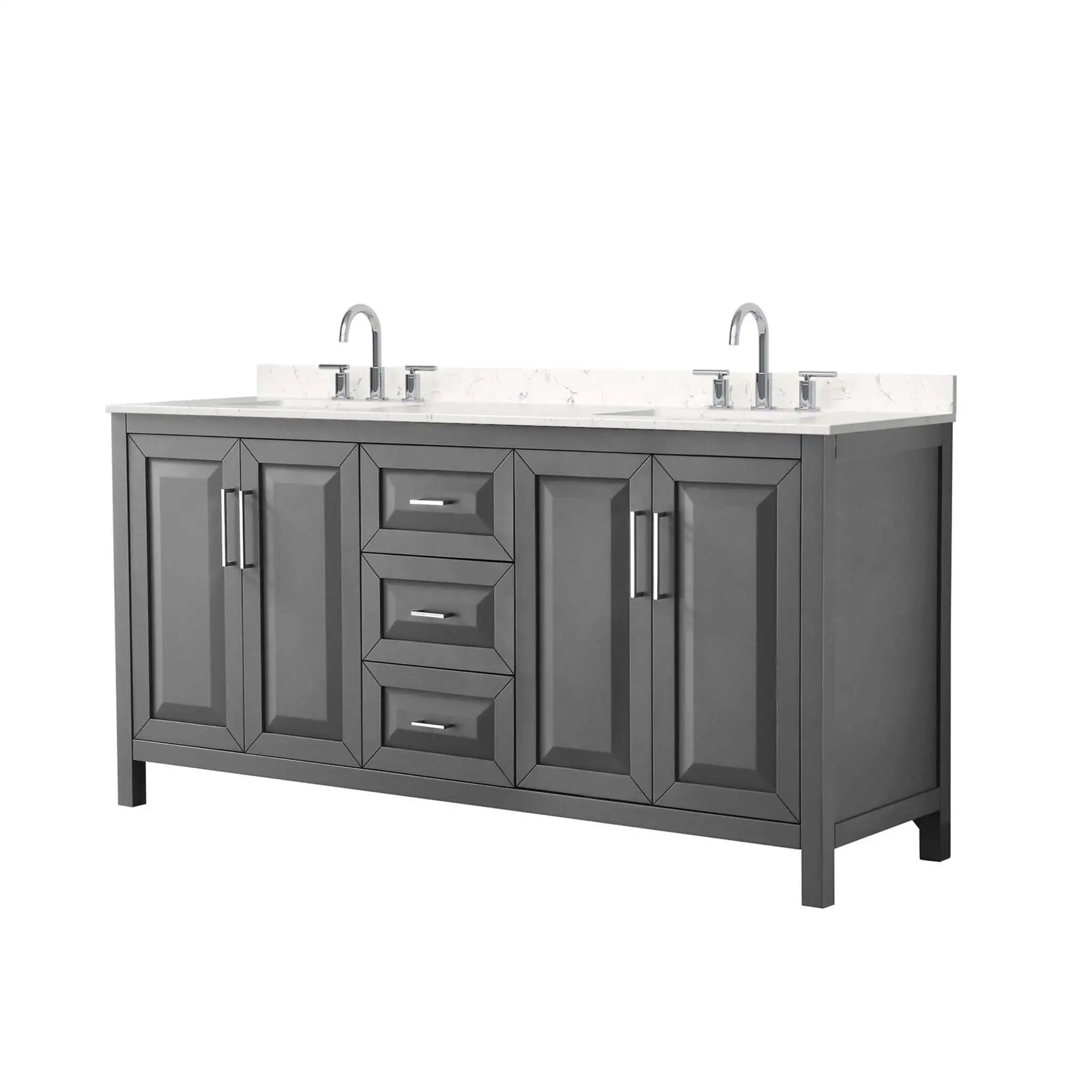 72" Daria Double Bathroom Vanity in Dark Gray with Polished Chrome Trim by Wyndham