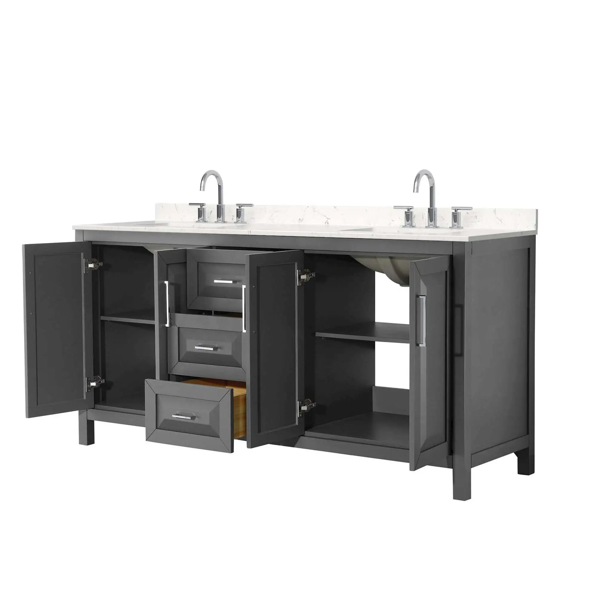 72" Daria Double Bathroom Vanity in Dark Gray with Polished Chrome Trim by Wyndham