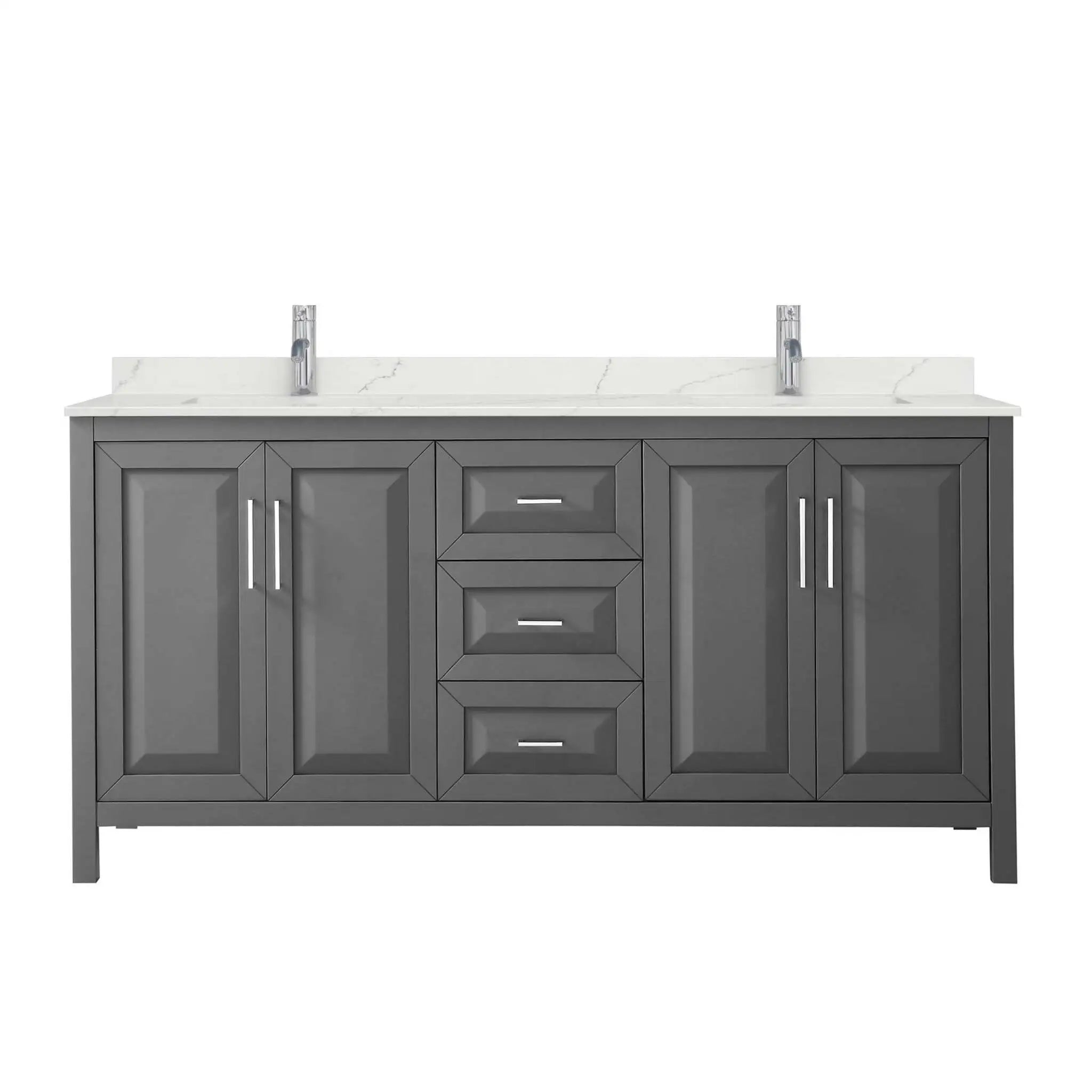 72" Daria Double Bathroom Vanity in Dark Gray with Polished Chrome Trim by Wyndham
