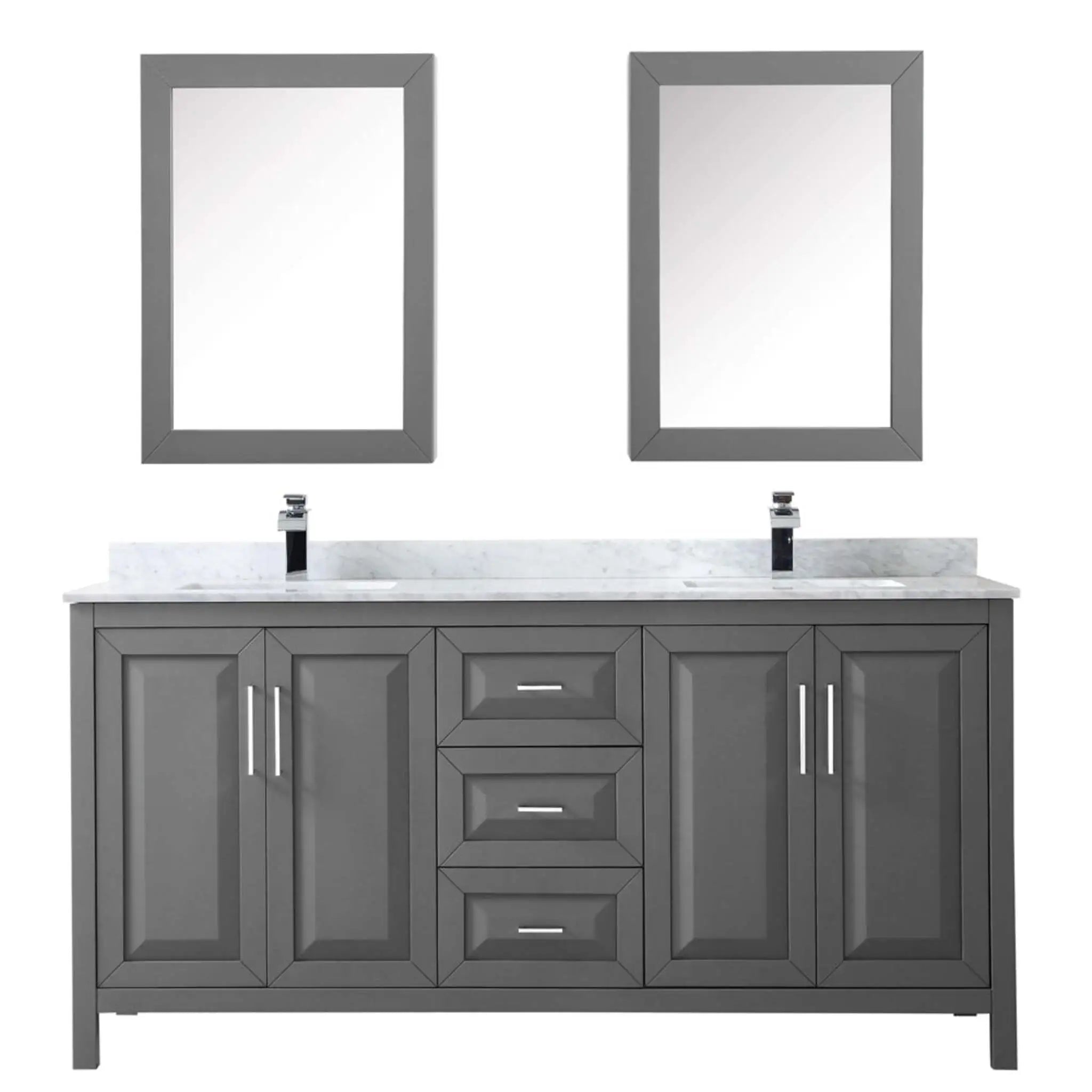 72" Daria Double Bathroom Vanity in Dark Gray with Polished Chrome Trim & Medicine Cabinet by Wyndham