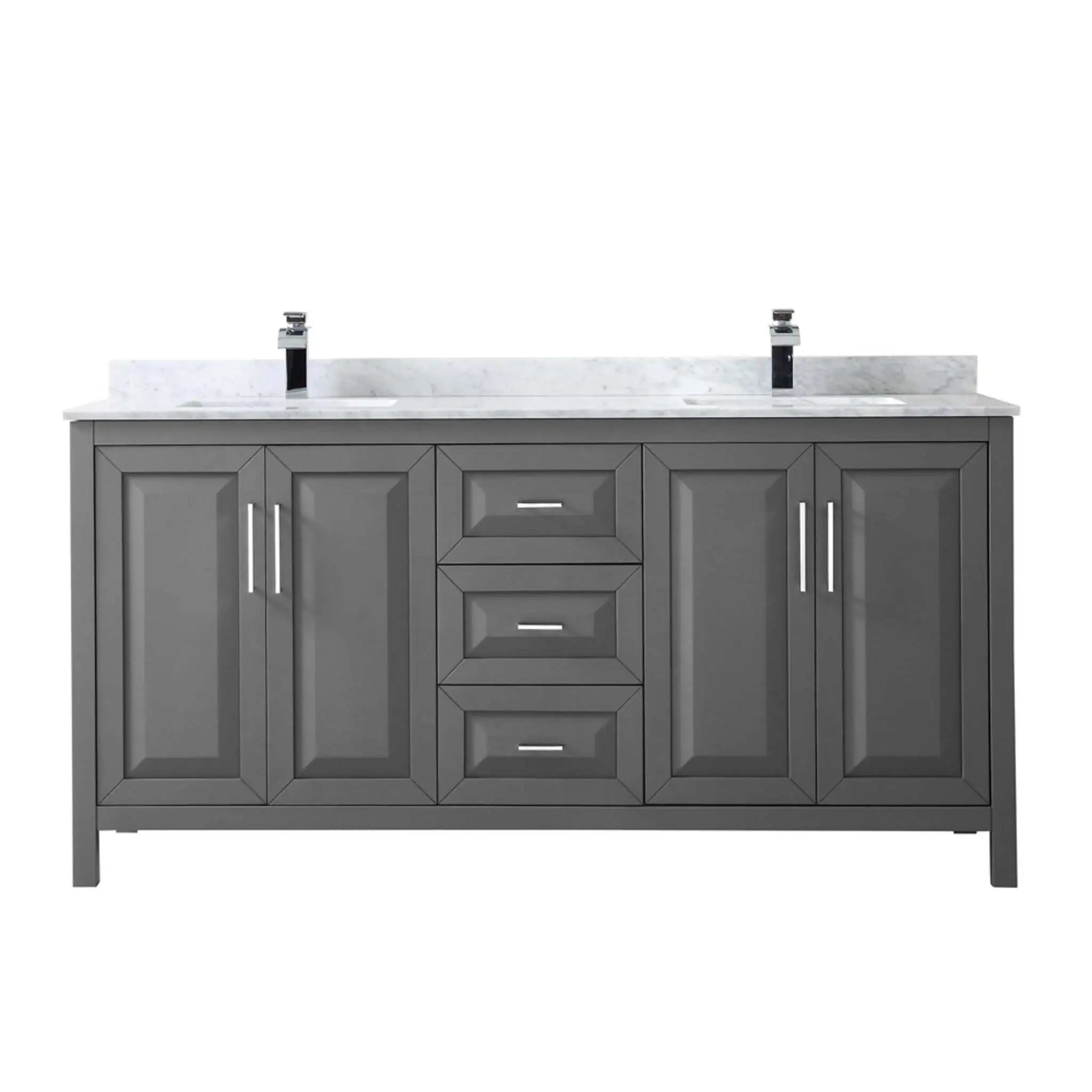 72" Daria Double Bathroom Vanity in Dark Gray with Polished Chrome Trim by Wyndham
