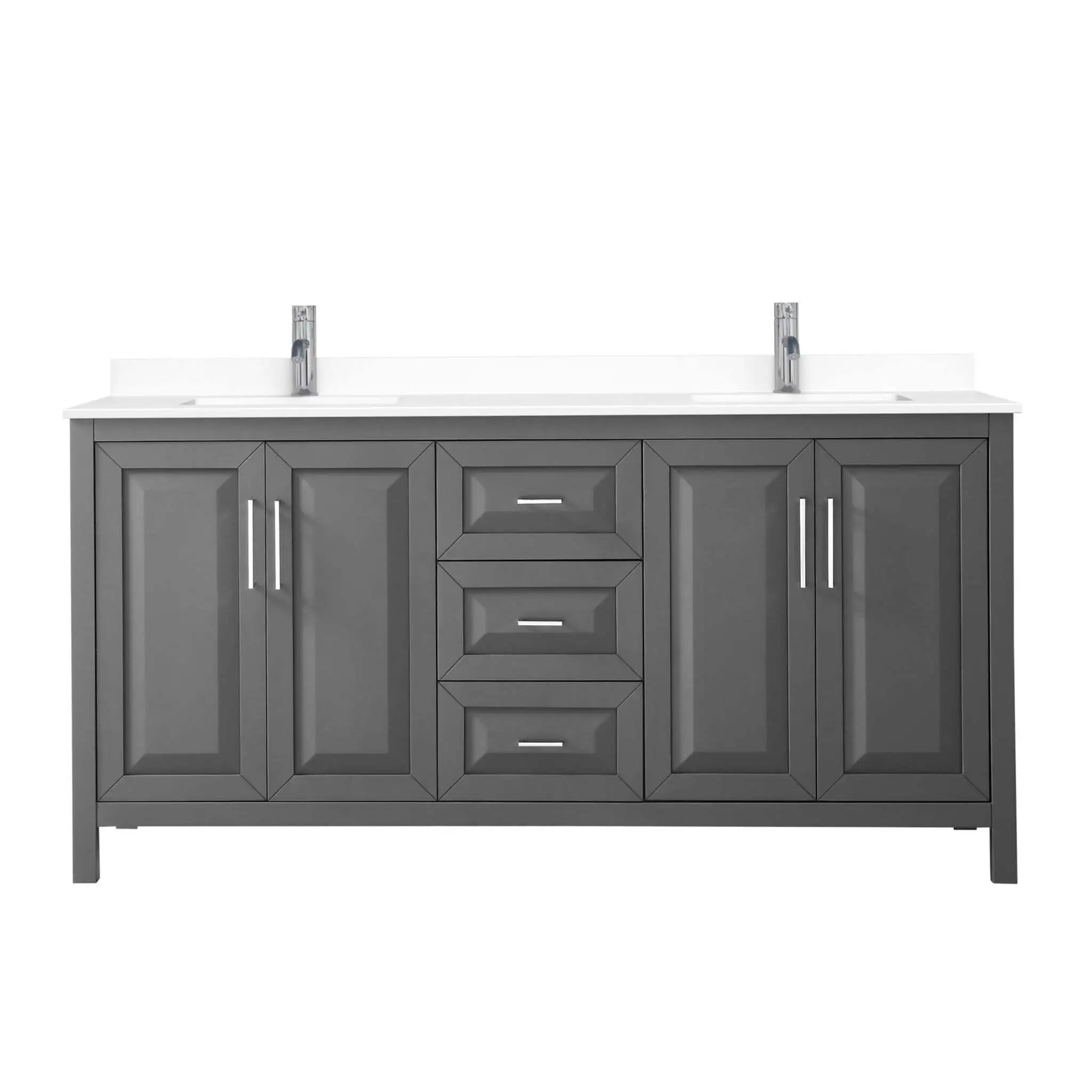 72" Daria Double Bathroom Vanity in Dark Gray with Polished Chrome Trim by Wyndham