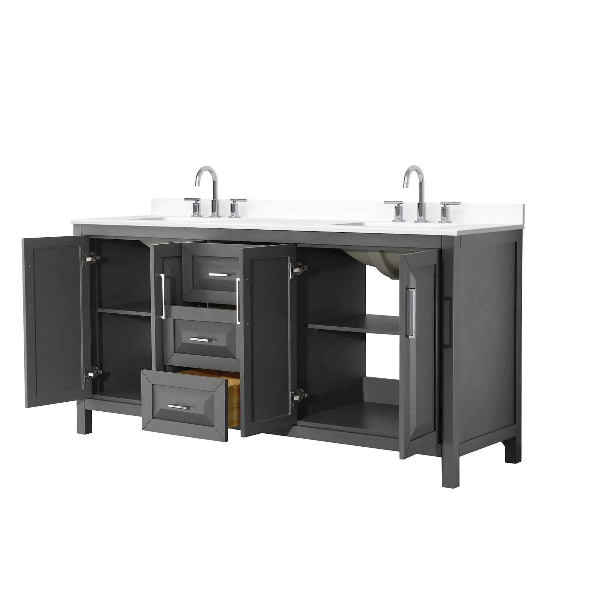 72" Daria Double Bathroom Vanity in Dark Gray with Polished Chrome Trim by Wyndham