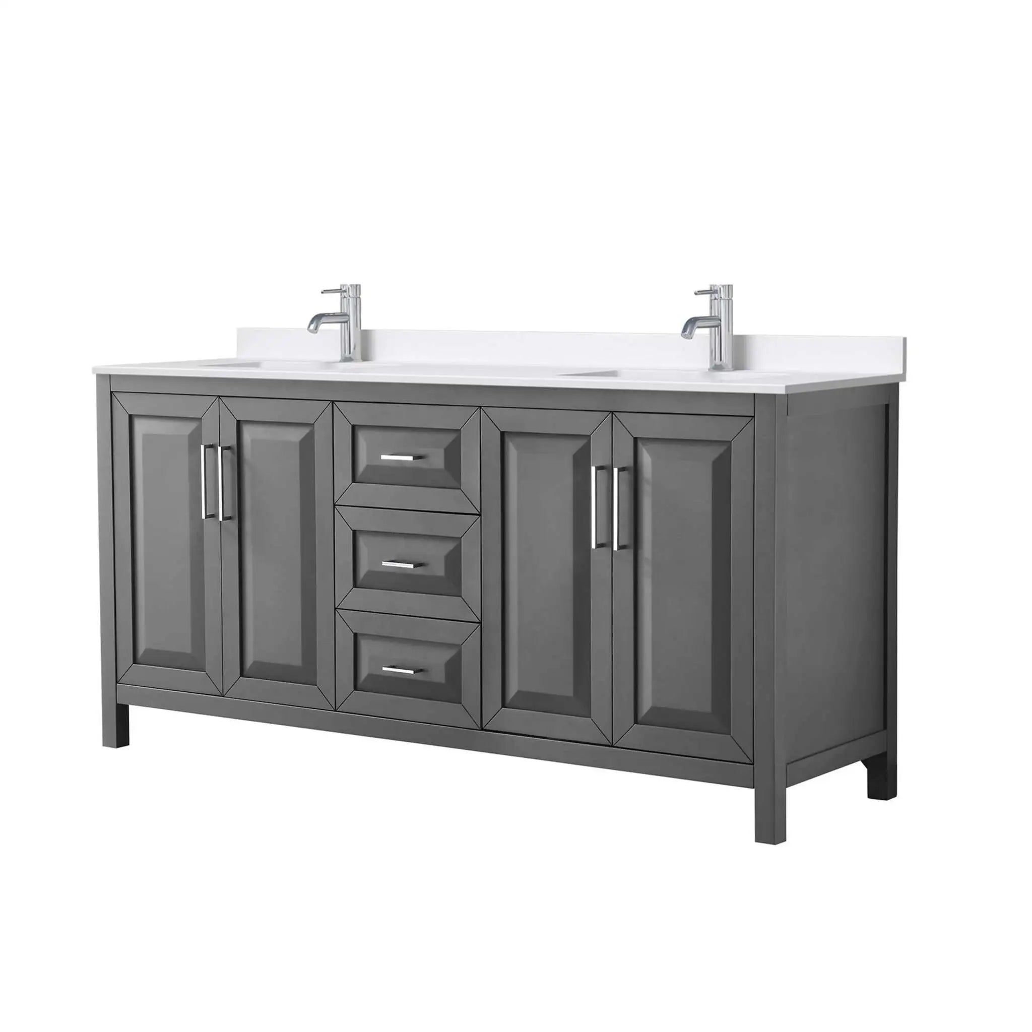 72" Daria Double Bathroom Vanity in Dark Gray with Polished Chrome Trim by Wyndham