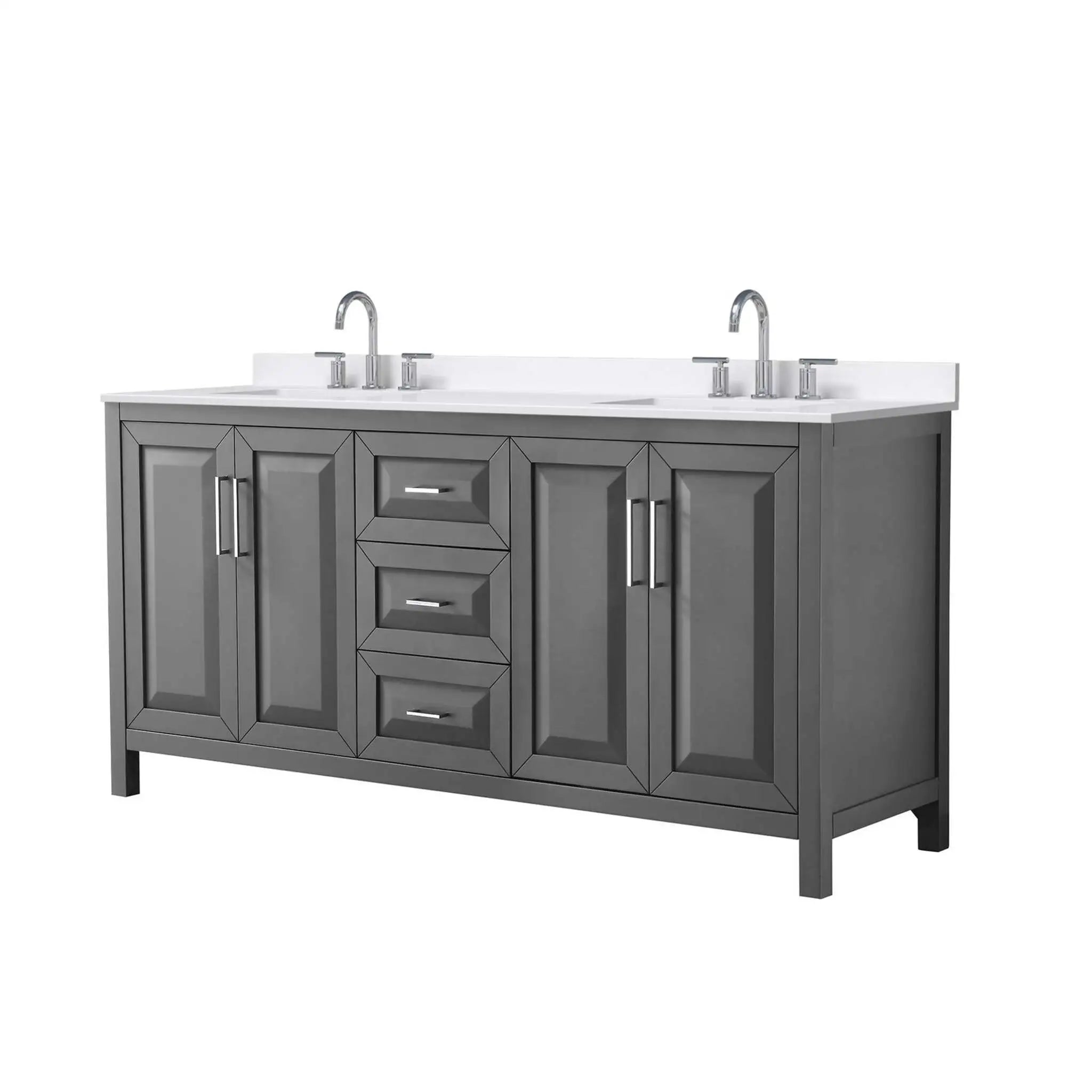 72" Daria Double Bathroom Vanity in Dark Gray with Polished Chrome Trim by Wyndham