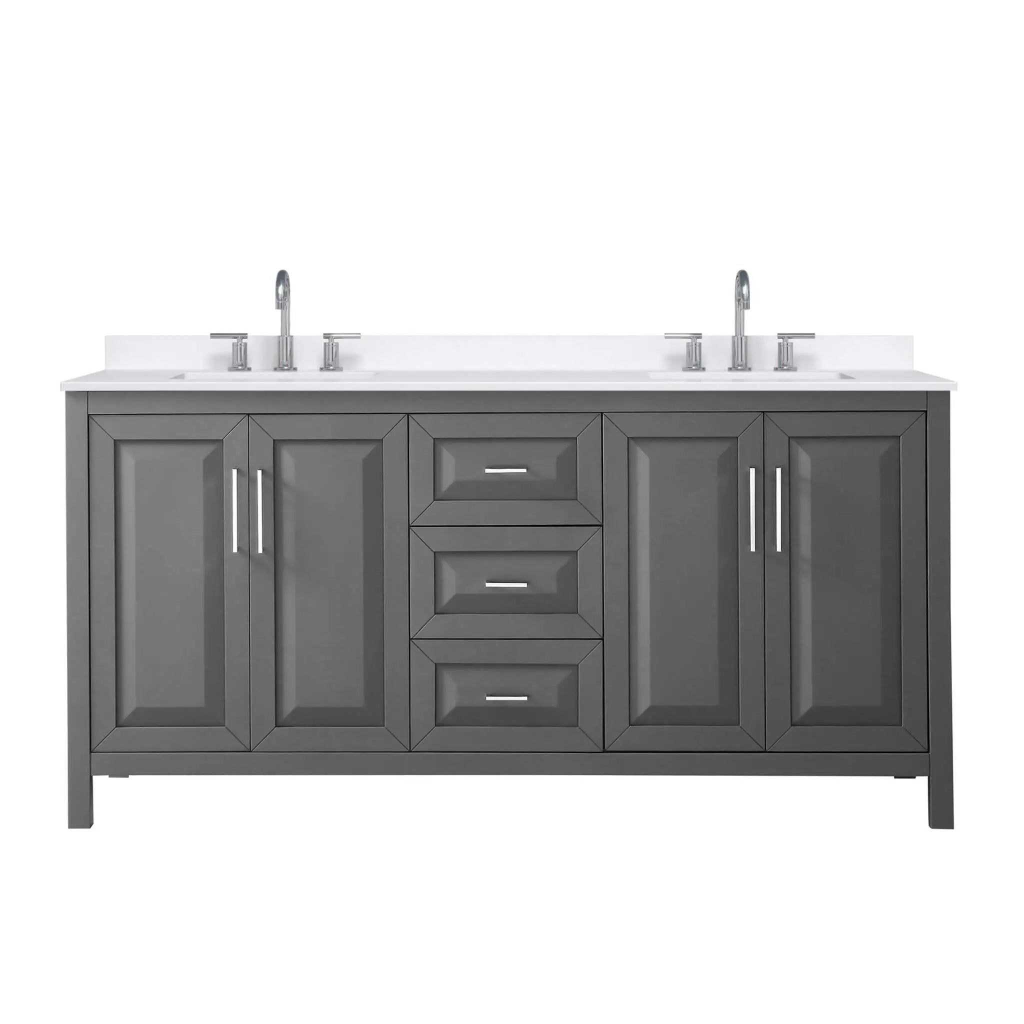 72" Daria Double Bathroom Vanity in Dark Gray with Polished Chrome Trim by Wyndham