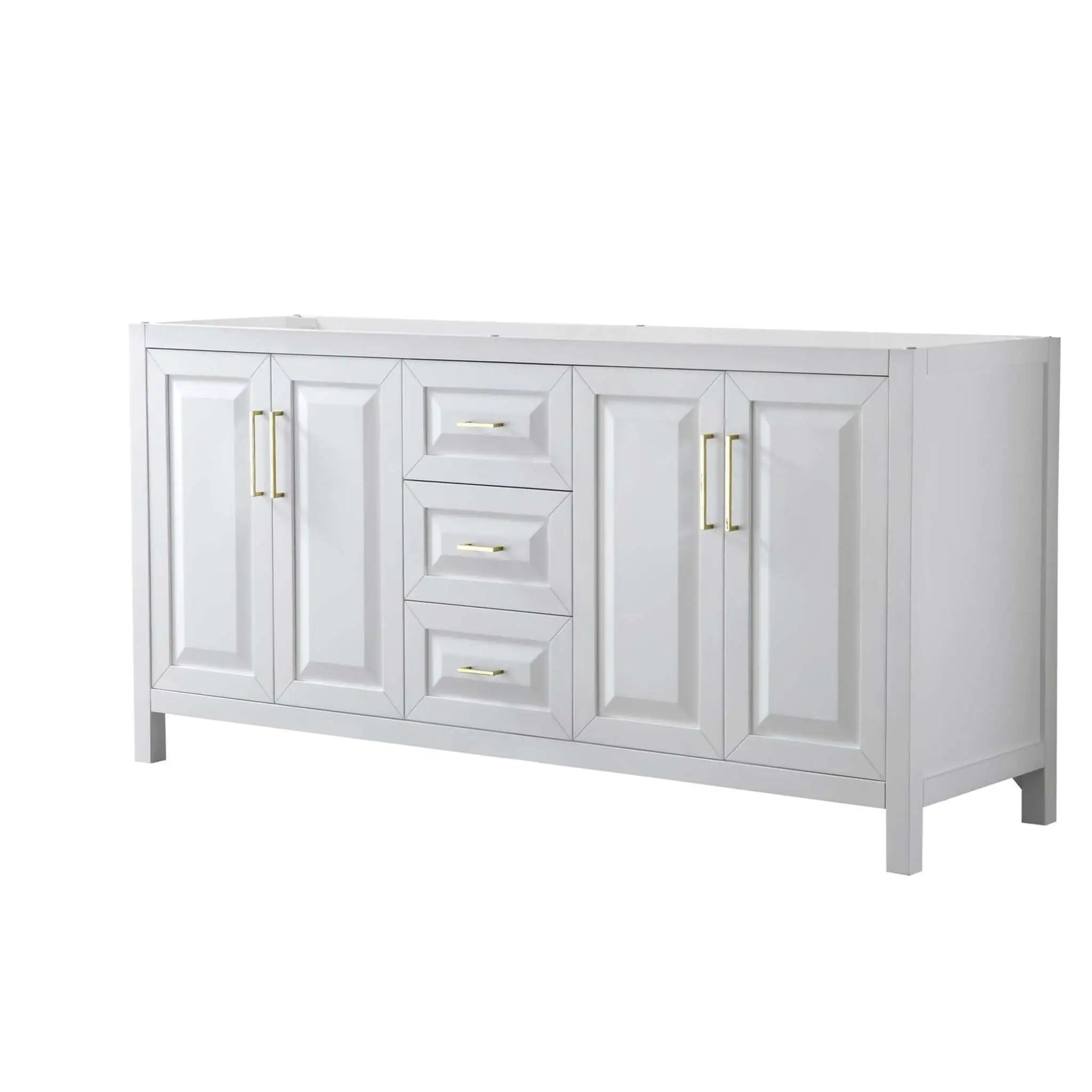 72" Daria Double Bathroom Vanity in White with Brushed Gold Trim by Wyndham